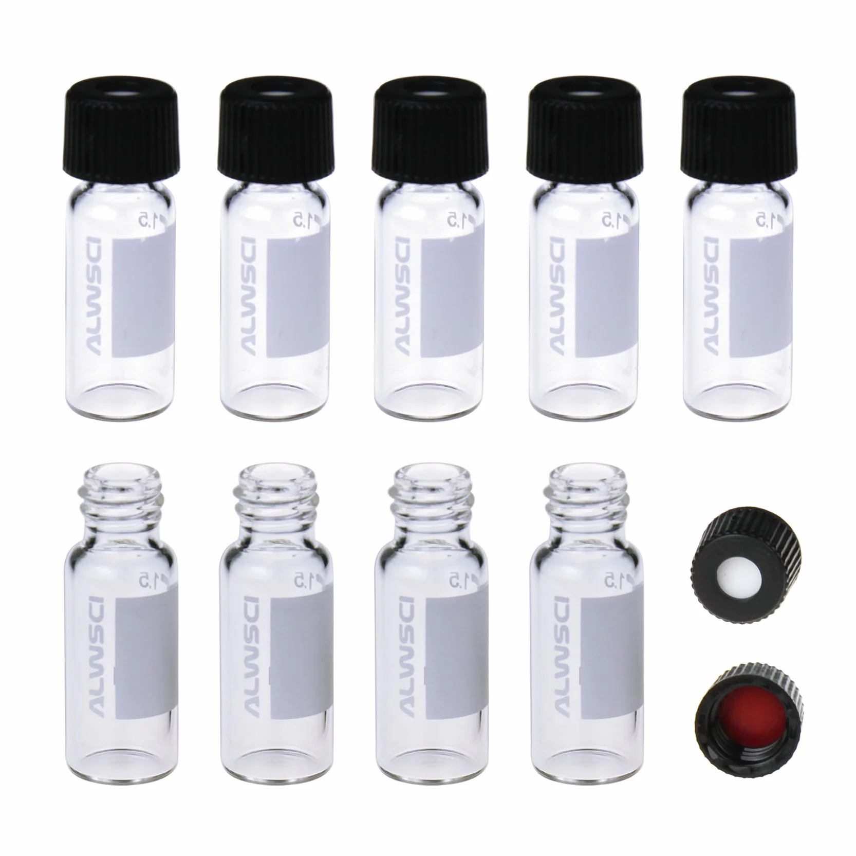 Fiale per HPLC da 2 ml Trasparenti 8-425 Tappo a Vite Blu Setti in Silicone PTFE Rosso Bianco 100 pz
