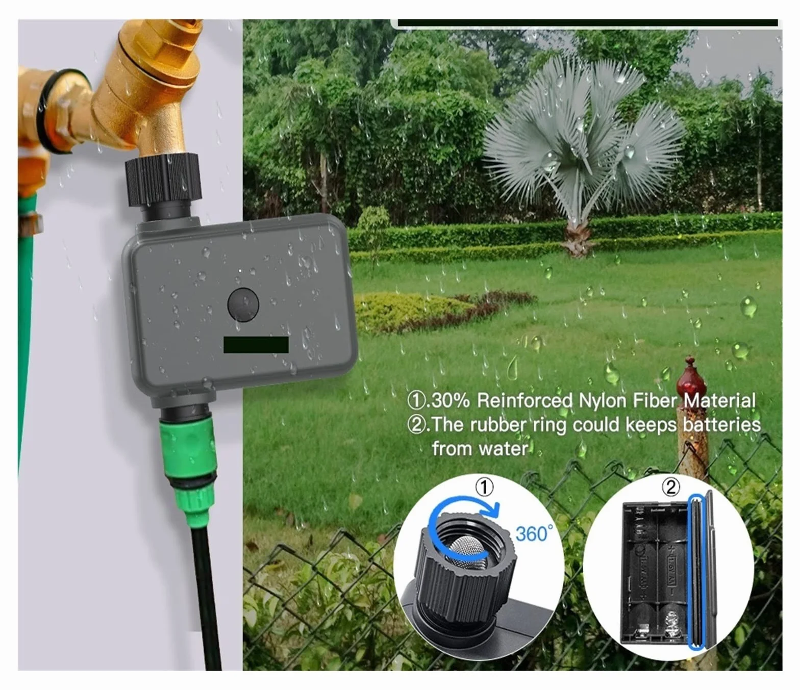 Valvola dell'acqua di controllo WIFI di spegniment di irrigazione con timer automatico Ritardo for pioggia Timer di irrigazione programmabile con irrigazione automatica e manuale Prevenire perdite di