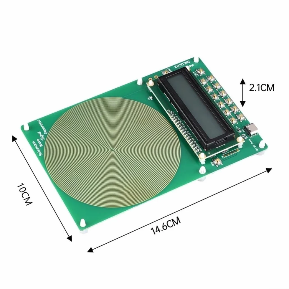 Generatore di impulsi a bassa frequenza risonante 7,83 Hz, gamma regolabile 0,1 Hz-30 kHz, oscillatore digitale, alloggiamento acrilico, alimentato USB, verde