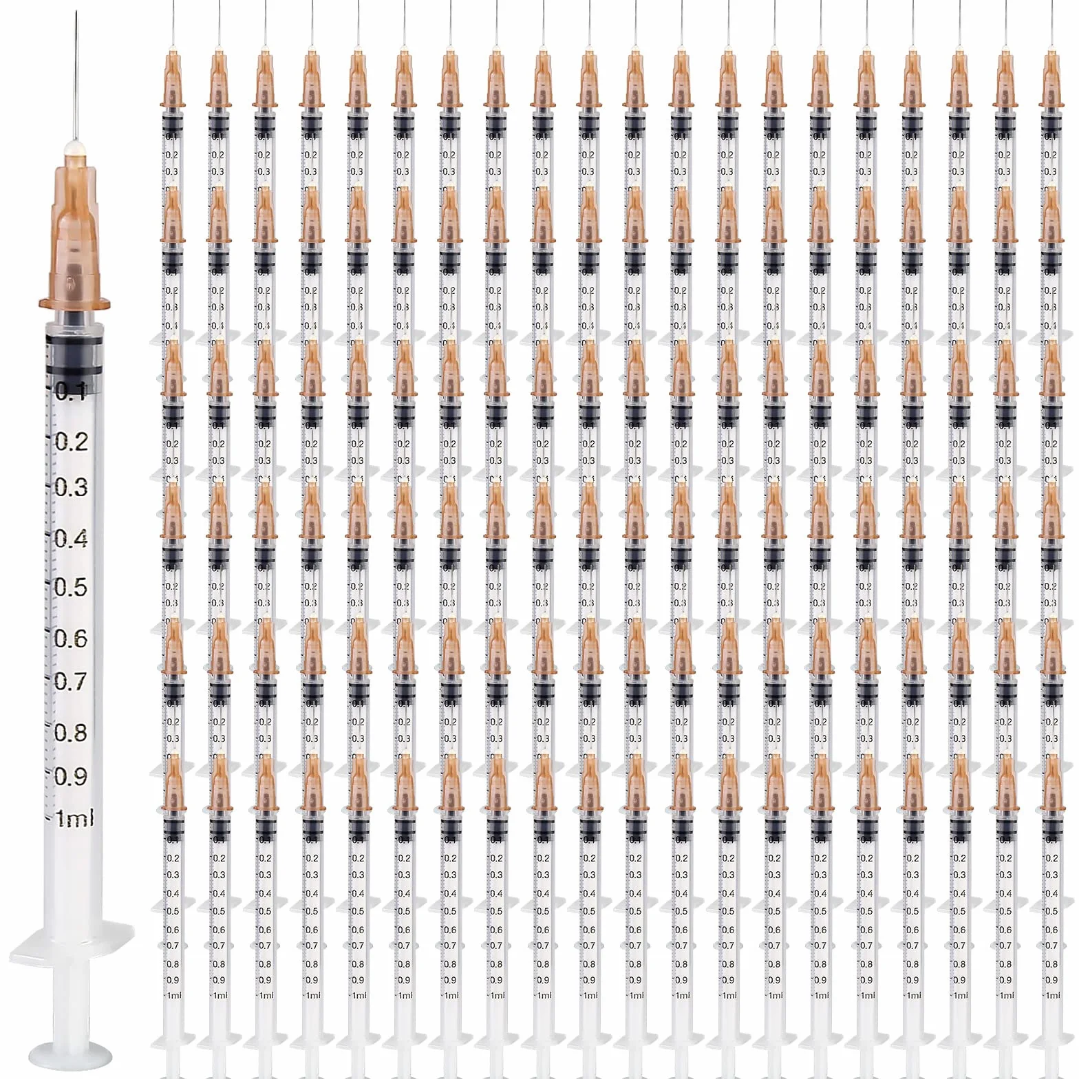 100 pezzi siringa da 1 ml, set di siringhe Vegena da 1 ml in tubo di plastica, siringhe monouso, siringa dosatrice piccola, siringa per liquidi, confezione sigillata indipendente, siringhe monouso