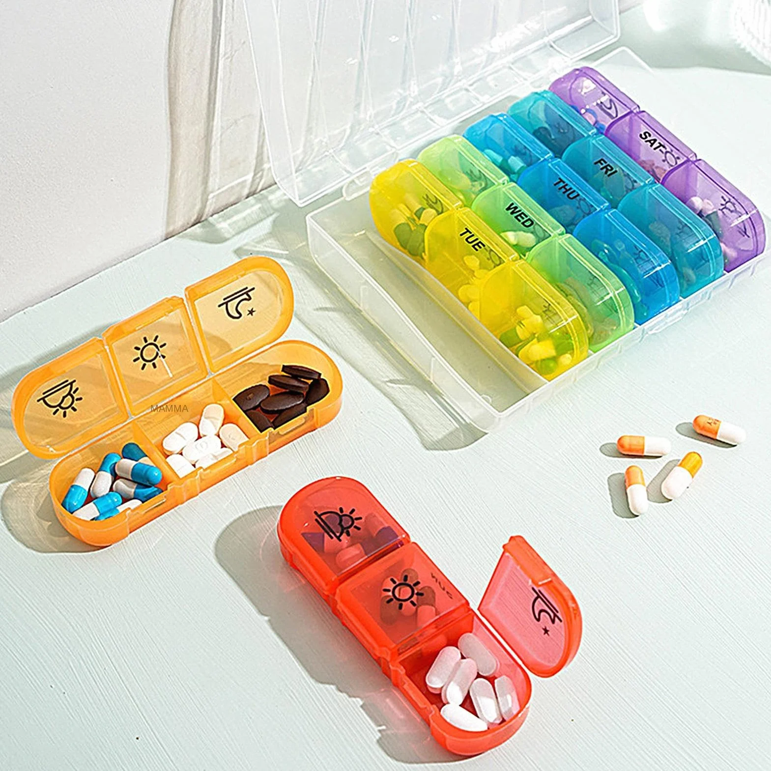Organizzatore Di Pillole Settimanale,Portapillole 3 Volte Al Giorno | Contenitore Integratori Ermetico Pratico Per Anziani Bambini Uomini Lavoro Auto Borse Tasca