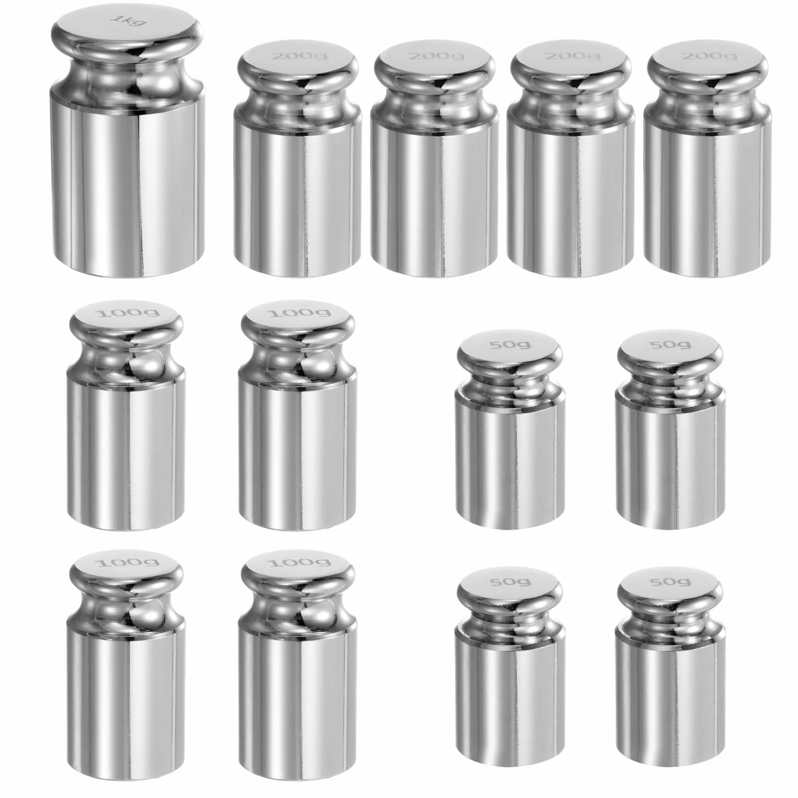 QUARKZMAN 13pz Set di Pesi di Calibrazione in Grammi 50g 100g 200g 1kg M1 Acciaio Cromato di Precisione per Bilance Digitali