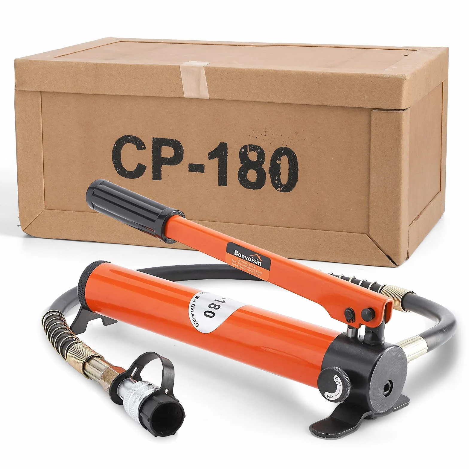 Bonvoisin CP-180 Pompa Idraulica Manuale, Alta Pressione 60kg/cm², Contenuto di Olio 400cc, con Lunghezza Tubo 0,8m, per Ponti/Edilizia/Macchinari
