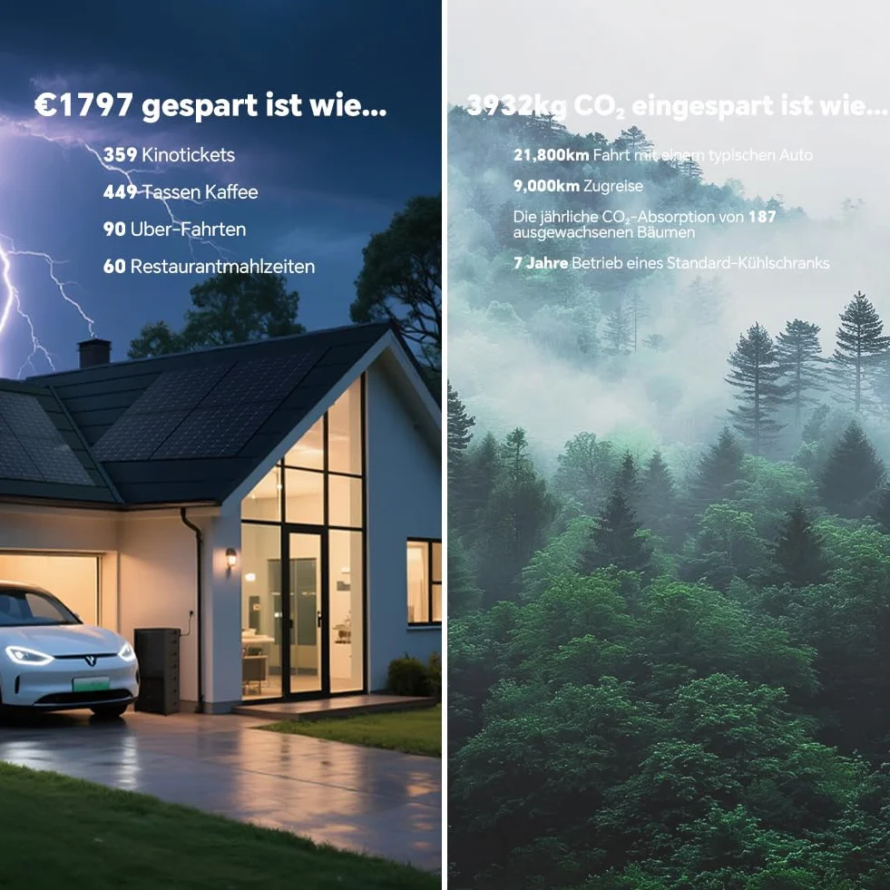 Marstek Venus D 5120 Wh Impianto solare da balcone batteria espandibile micro-inverter 4 MPPT 4 kW FV uscita 2,2 kW espandibile 15,36 kWh 6000 cicli IP65 Plug&Play