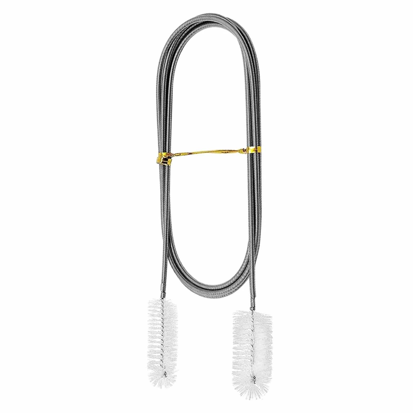 Spazzole flessibili per la pulizia del tubo di alimentazione, in acciaio inox, con doppia testina rotante in nylon e setole sottili per tubi di scarico e tubi flessibili