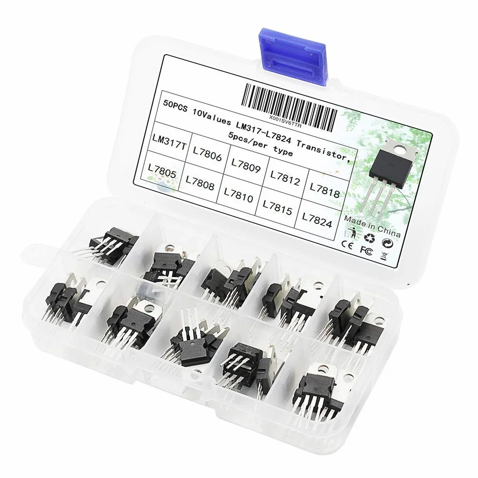 DollaTek LM317T L7824 Regolatore di Tensione Transistor Assortimento Set 50PCS TO-220