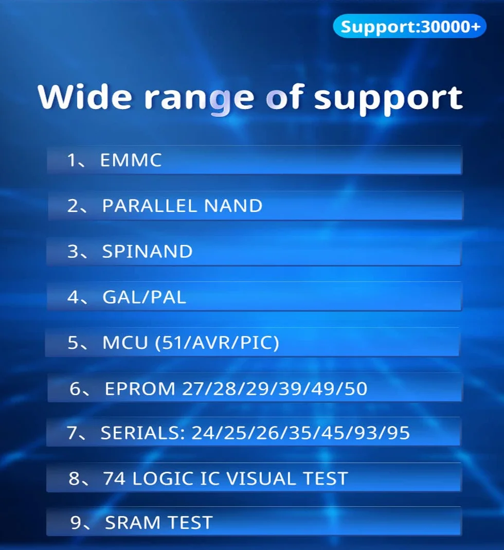 Programmatore T48 supporta più di 31000 ICS per EPROM/MCU/SPI/Nor/NAND Flash/EMMC/Tester IC versione aggiornata di TL866CS TL866II Plus