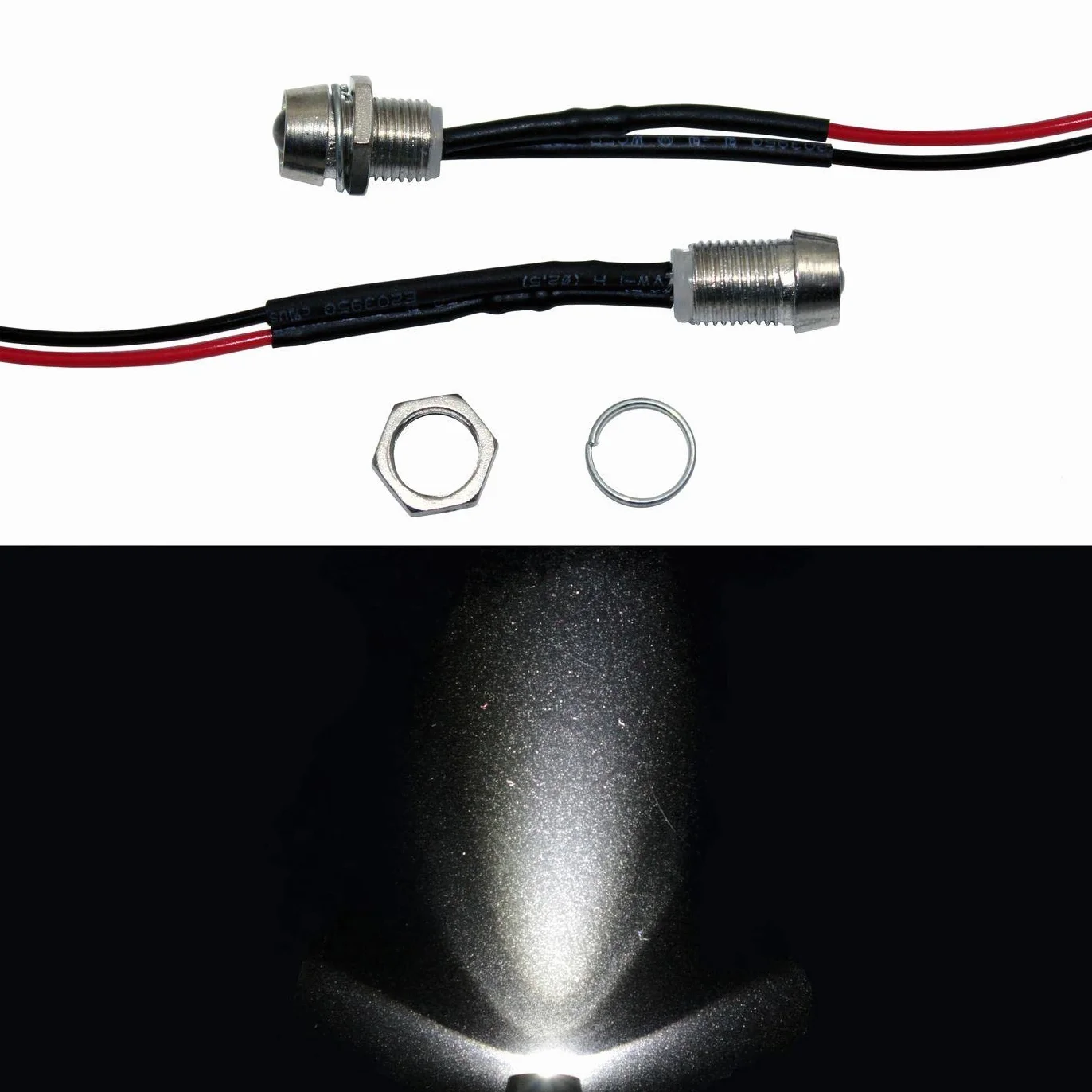 Lumonic 5x LED a vite superluminosi con resistenza per applicazioni a 12V - LED alta potenza con cavo di collegamento da saldare per il fai da te bianco 6000K - Diametro: 5mm