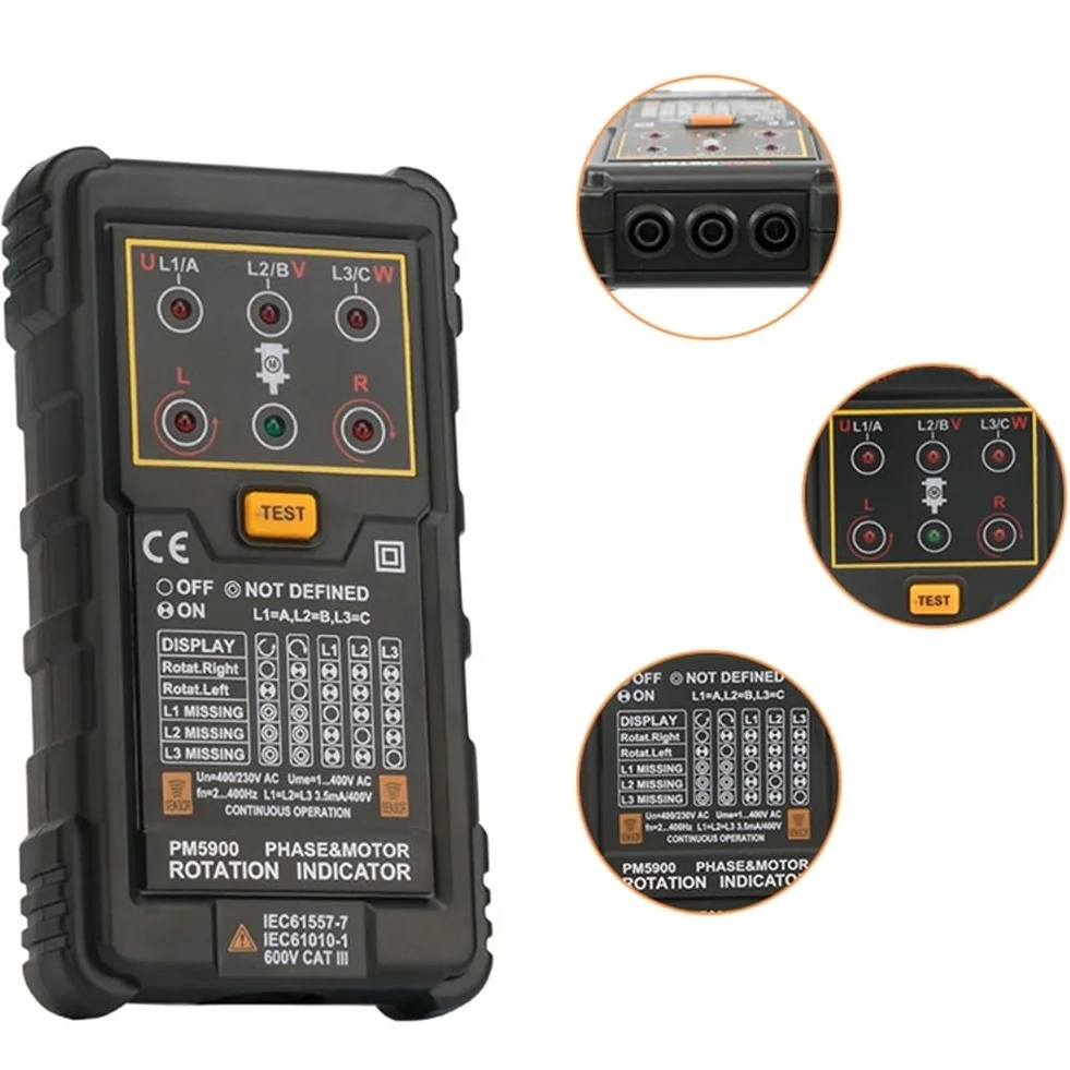 Indicatore di rotazione delle sequenze di fase del motore PM5900 Test di sequenze non di fase