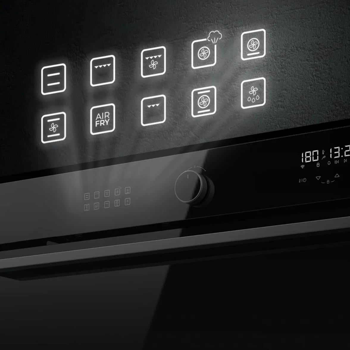 Cecotec Forno Bolero Hexa AF319000 Glass Black A, Classe A, 133 L, 11 Funzioni con AIrFryer, Pizza Master, Steam Assist, Easy Clean, 5 Posizioni