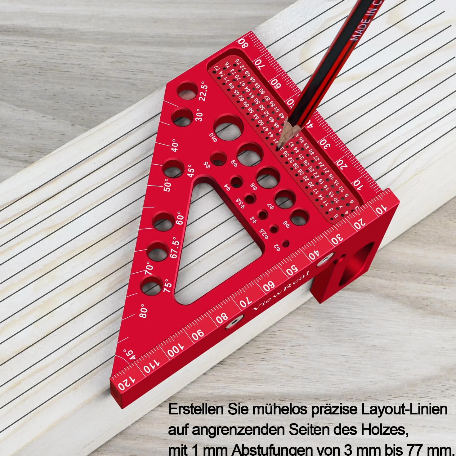 Righello 3D in alluminio 8,7 cm quadrato 22,5-90 strumento di layout ad alta precisione