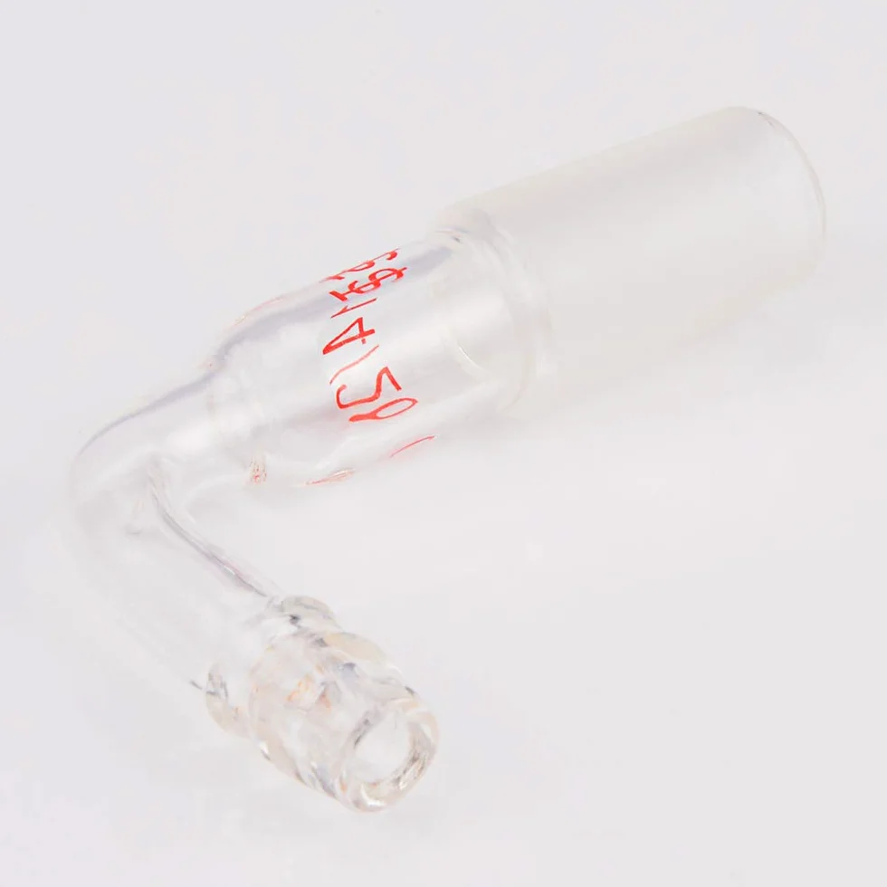 stonylab Adattatore di Ingresso Piegato in Vetro con 14/20 Giunto Maschio in Vetro e Raccordo Tubo da 9 mm, Glass Bent Inlet Adapter Vetreria da Laboratorio (Confezione da 1)