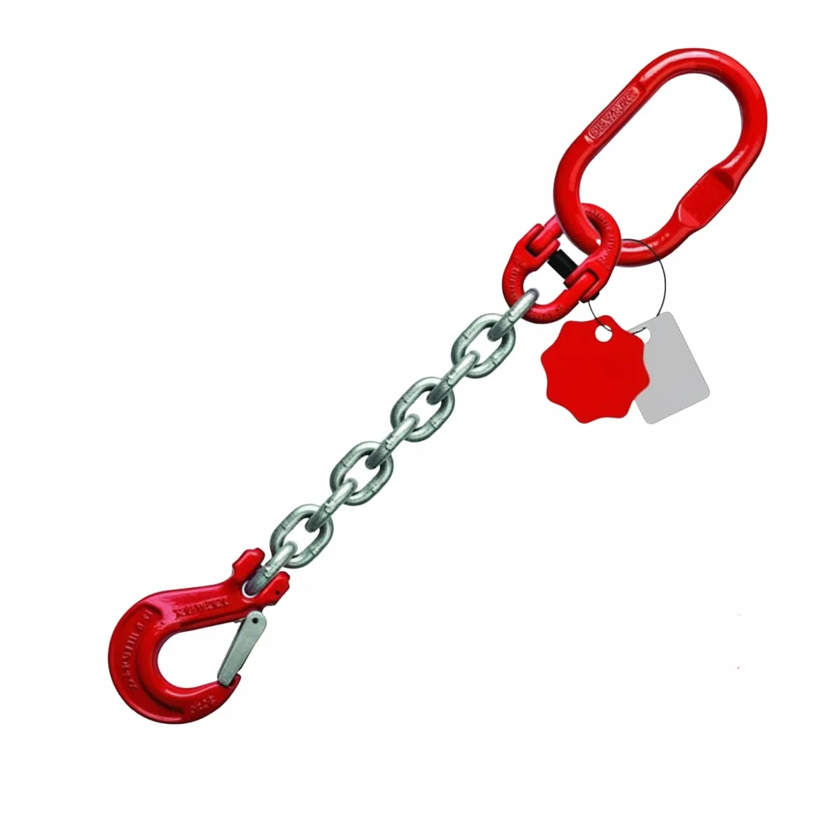 Catena a 1 filo, 8 mm, catena zincata EN818-4 con gancio di accorciamento, portata: catena a 2 t, lunghezza: 1 m
