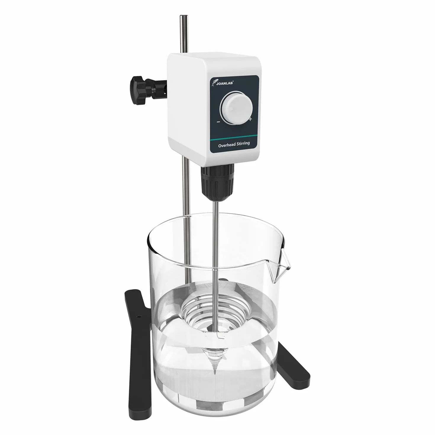 JOANLAB Agitatore a Immersione Overhead Stirrer, Miscelatore da Laboratorio 24W con Pala e Supporto Inox, Regolazione Velocità Analogica a Manopola 100-1200 RPM, per 10L(OS-5E)