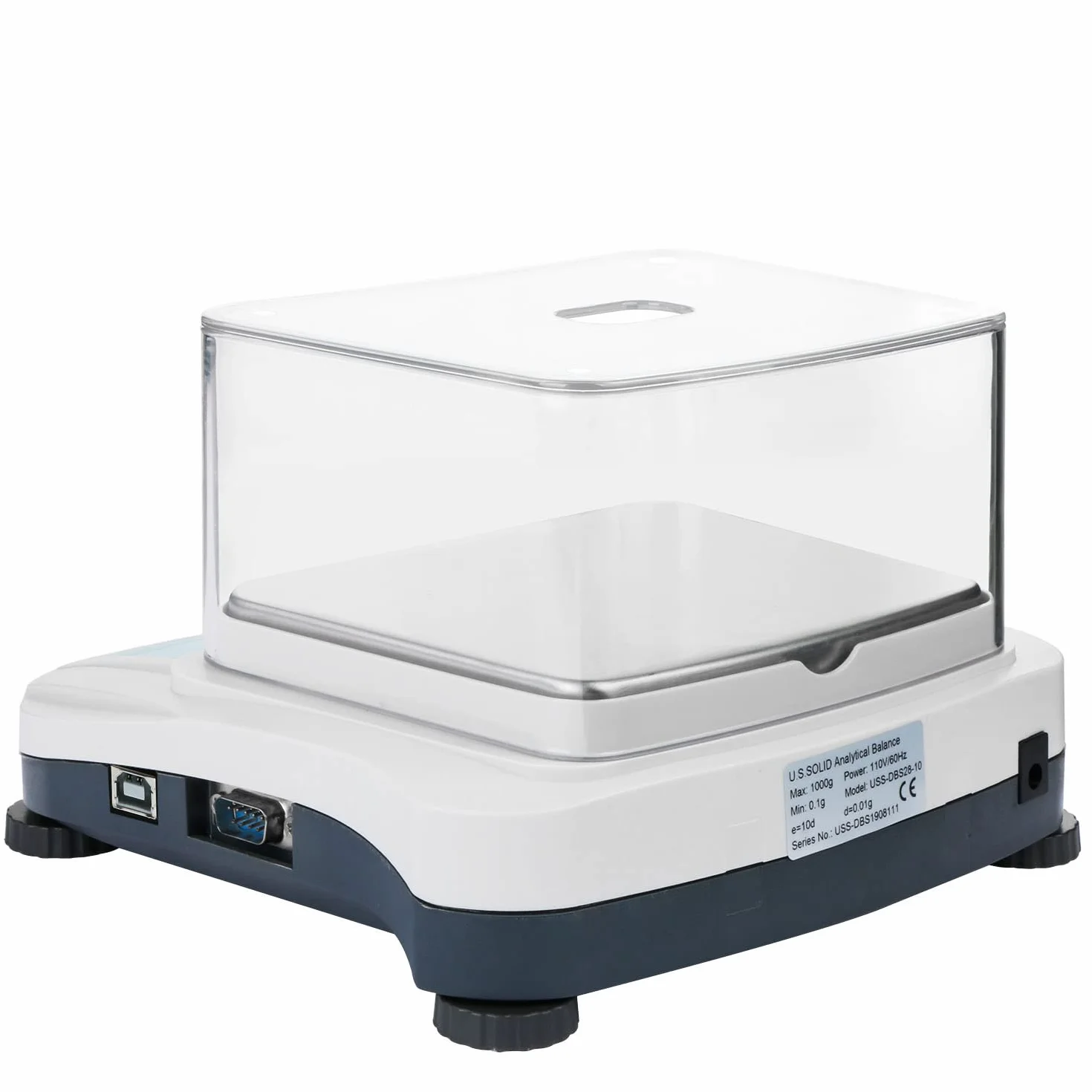U.S. Solid Bilancia di precisione da laboratorio, 300 g x 0,01 g, bilancia analitica ad alta precisione con interfaccia USB e RS232, scudo di tiraggio staccabile, peso di calibrazione, 100-240 VAC