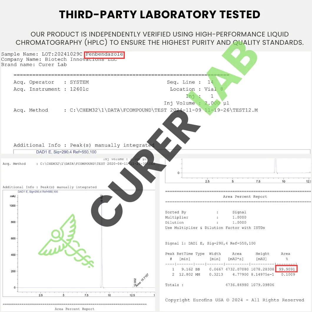 Fenbendazolo (Fenben) 222 mg | >99,90% Puro | Verificato in Laboratorio | 90 Unità