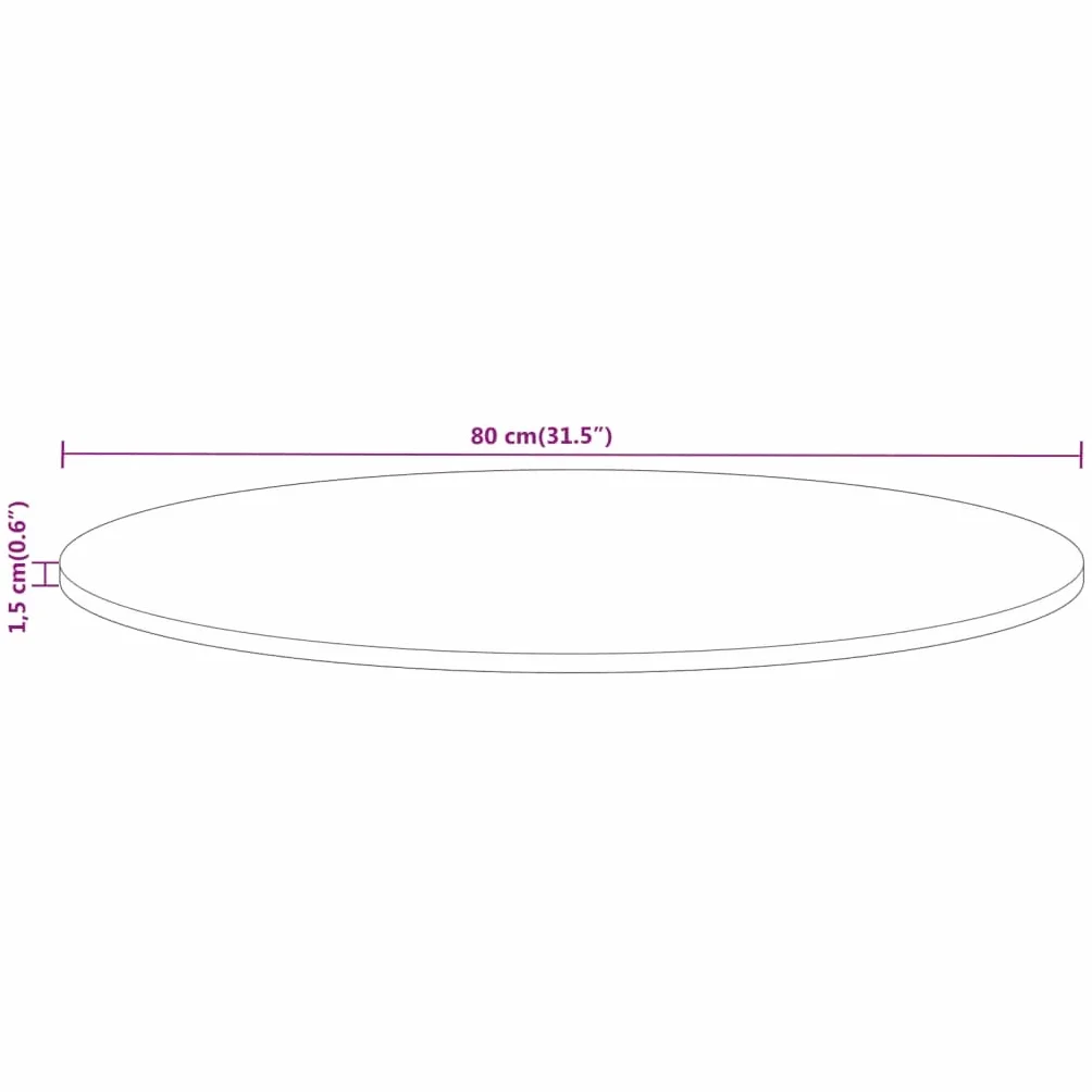 vidaXL Piano per Tavolo Ø 80x1,5cm Rotondo Legno Massello Grezzo Mango