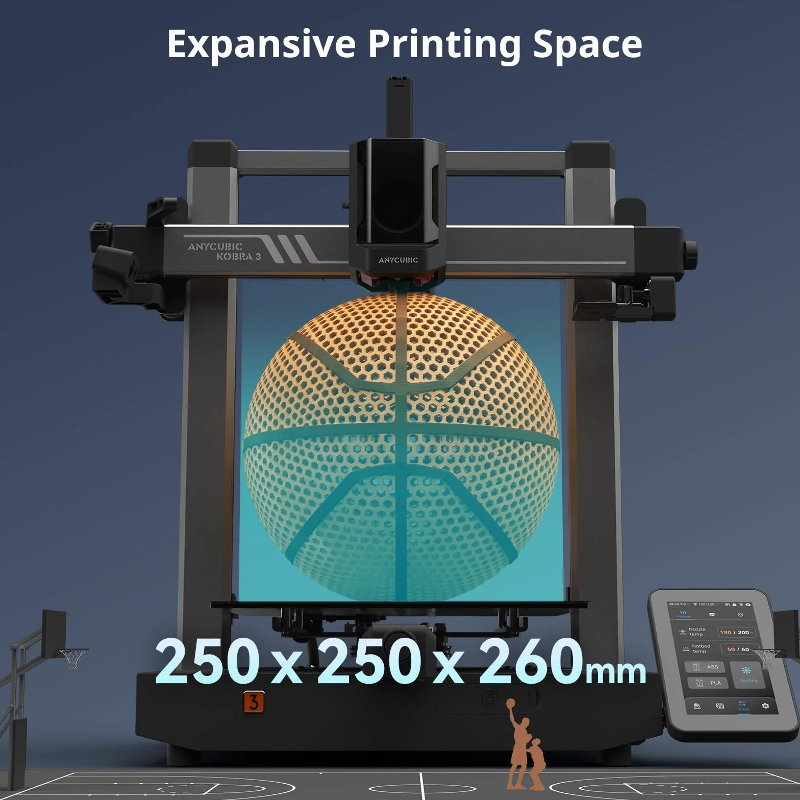 ANYCUBIC Kobra 3 Combo Stampante 3D Intelligente per la Stampa Multicolore (da 4 a 8 Colori), Stampante 3D FDM ad Alta Velocità di 600 mm/s,Grande Volume di Stampa 250 * 250 * 260mm
