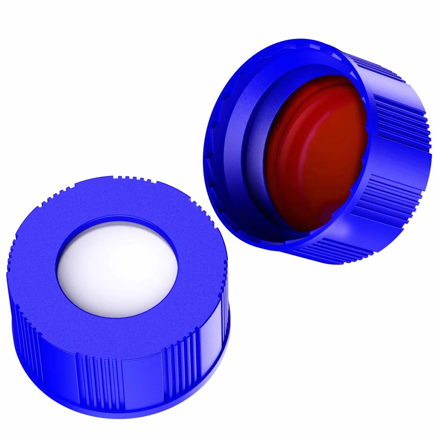 ALWSCI Tappo per Fiale Per Autocampionatore 9-425, Tappi a Vite In Polipropilene Blu da 9 Mm Con Setti In PTFE Rosso/Silicone Bianco, 100 Pezzi/Pz.