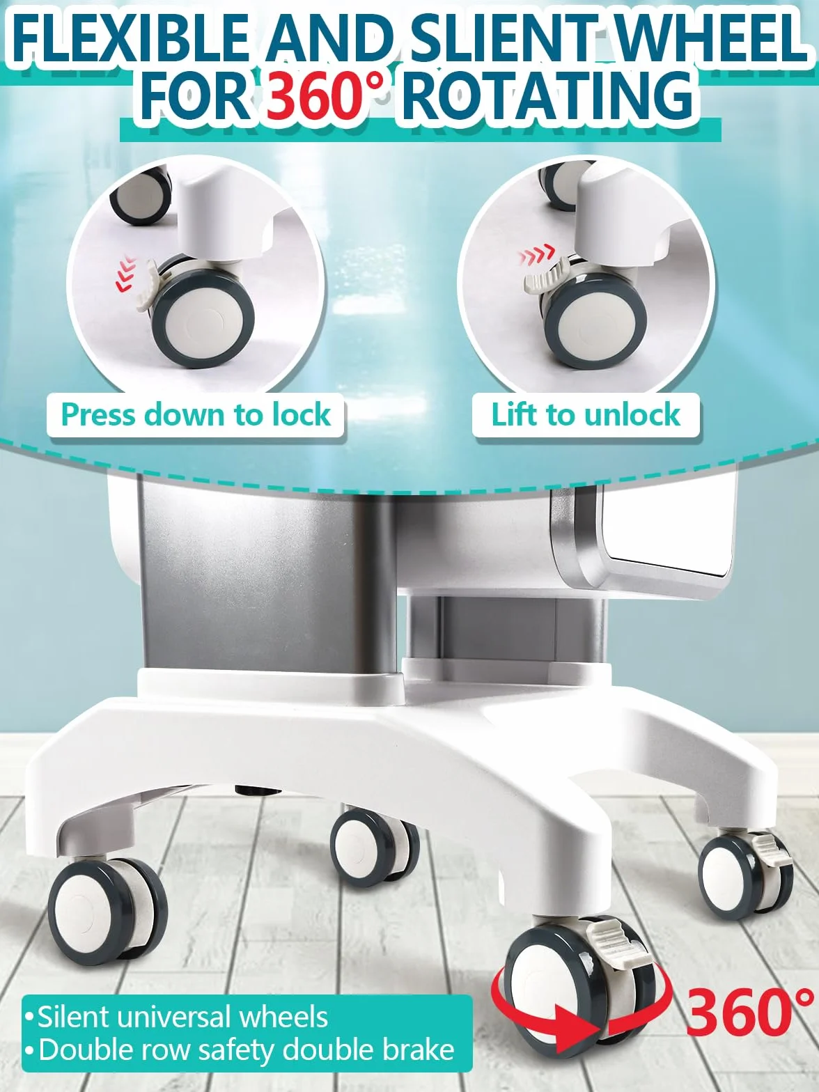 EBANKU Carrello medico con ruote, carrello professionale con cassetto, dotato di cuscinetti antiscivolo, per clinica, spa, ufficio, camera da letto