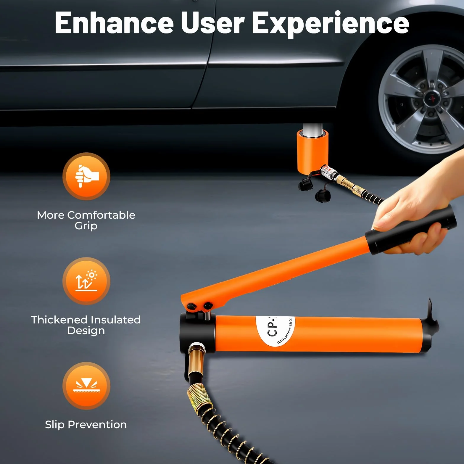 Cilindro idraulico 20T pompa manuale tubo con 1 m 70 MPa | Cric idraulico con serbatoio da 350 cc e impugnatura ergonomica, per auto, industria e officina