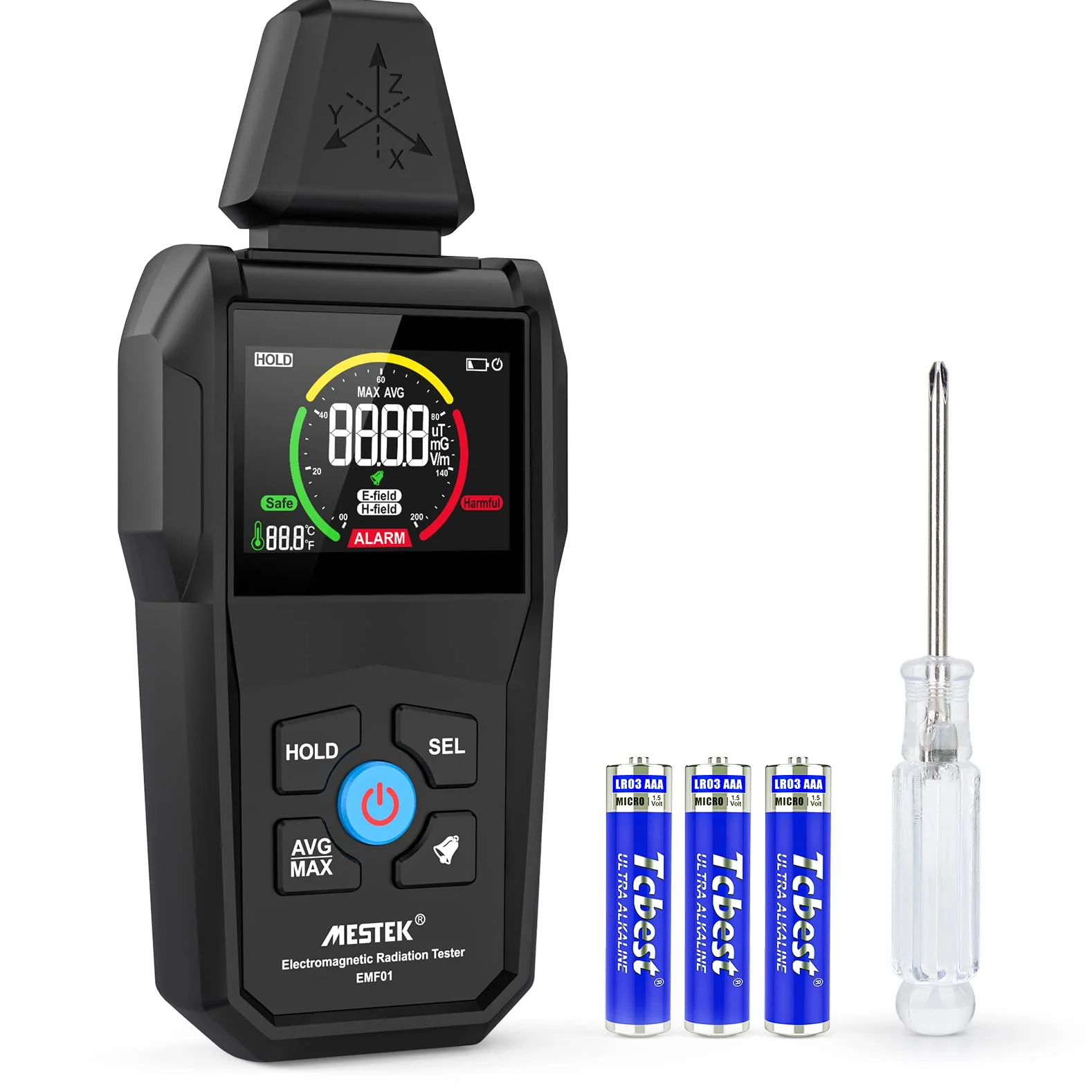 Misuratore EMF,Rilevatore di Radiazioni MESTEK Tester EMF Portatile, Attrezzatura per la Caccia ai Fantasmi, Monitor di Campo elettrico/campo Magnetico