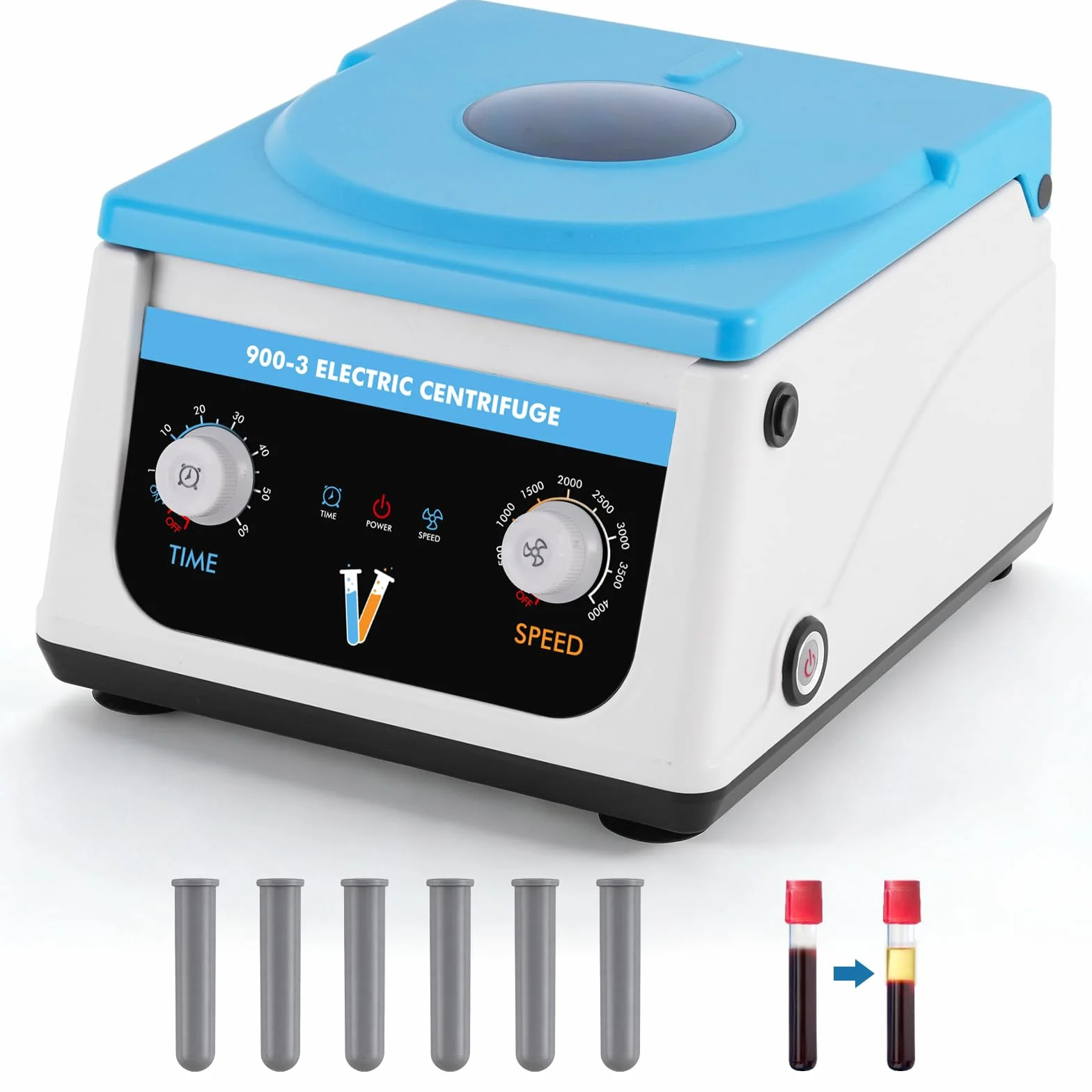 YUCHENGTECH Centrifuga da Laboratorio da Tavolo Bassa Velocità 4000 RPM 6 x15ml Timer 0-60 min 1878xg per Provette 5/7/10ml 23 x 31x 21cm 3.5kg