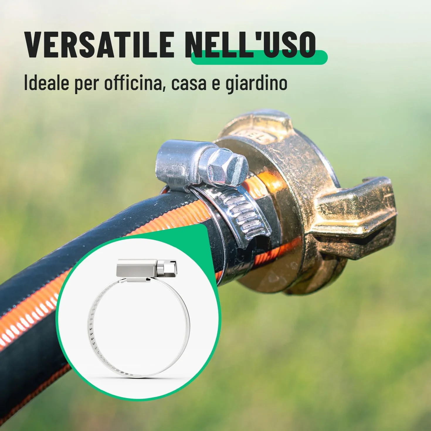 Fascette stringitubo acciaio inox 25-40 mm regolabile larghezza banda 9 mm