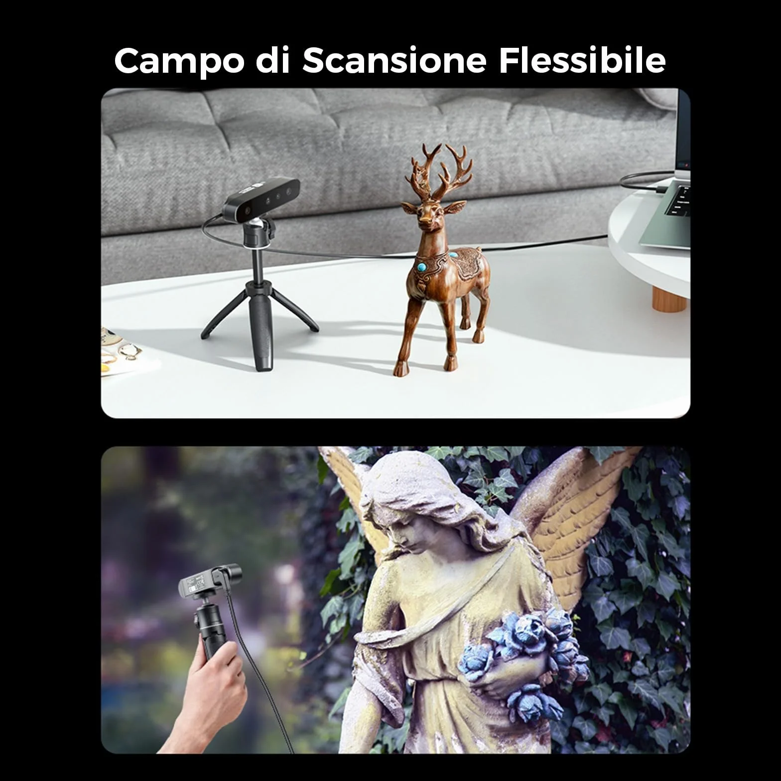 Creality CR-Scan Ferret SE - Scanner 3D per Stampa 3D, 0.1 mm Precisione Scanner da Tavolo con Tracciamento Anti-Shake, 24 Bit Full-color, 30 FPS (Velocità Scansione) per Windows macOS