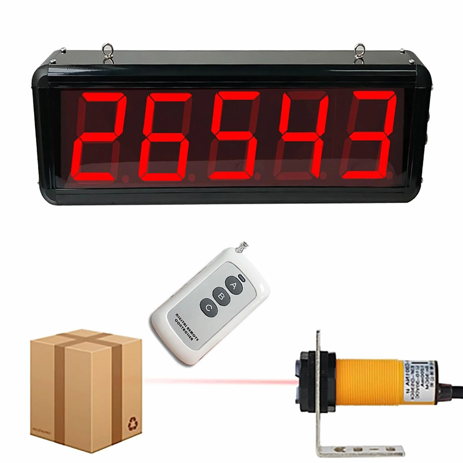 Contatore digitale LED con sonda a infrarossi, memoria di spegnimento, fino a 99999 conteggi, gamma sensore 70 cm per automazione di fabbrica e officina
