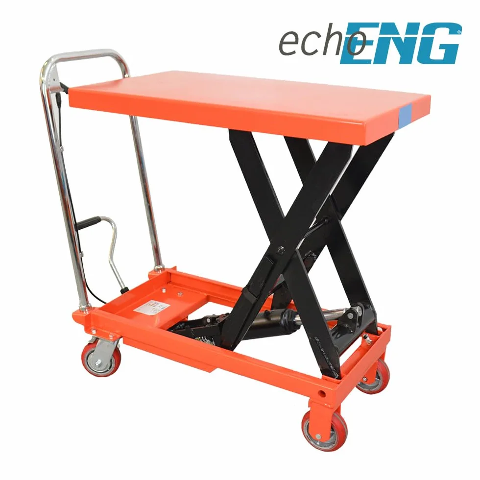 Carrello sollevatore con piattaforma a pantografo con ruote, transpallet a forbice 900 mm, manuale sollevatore idraulico per trasporto piattaforma 300 kg echoENG - MA SL CP30