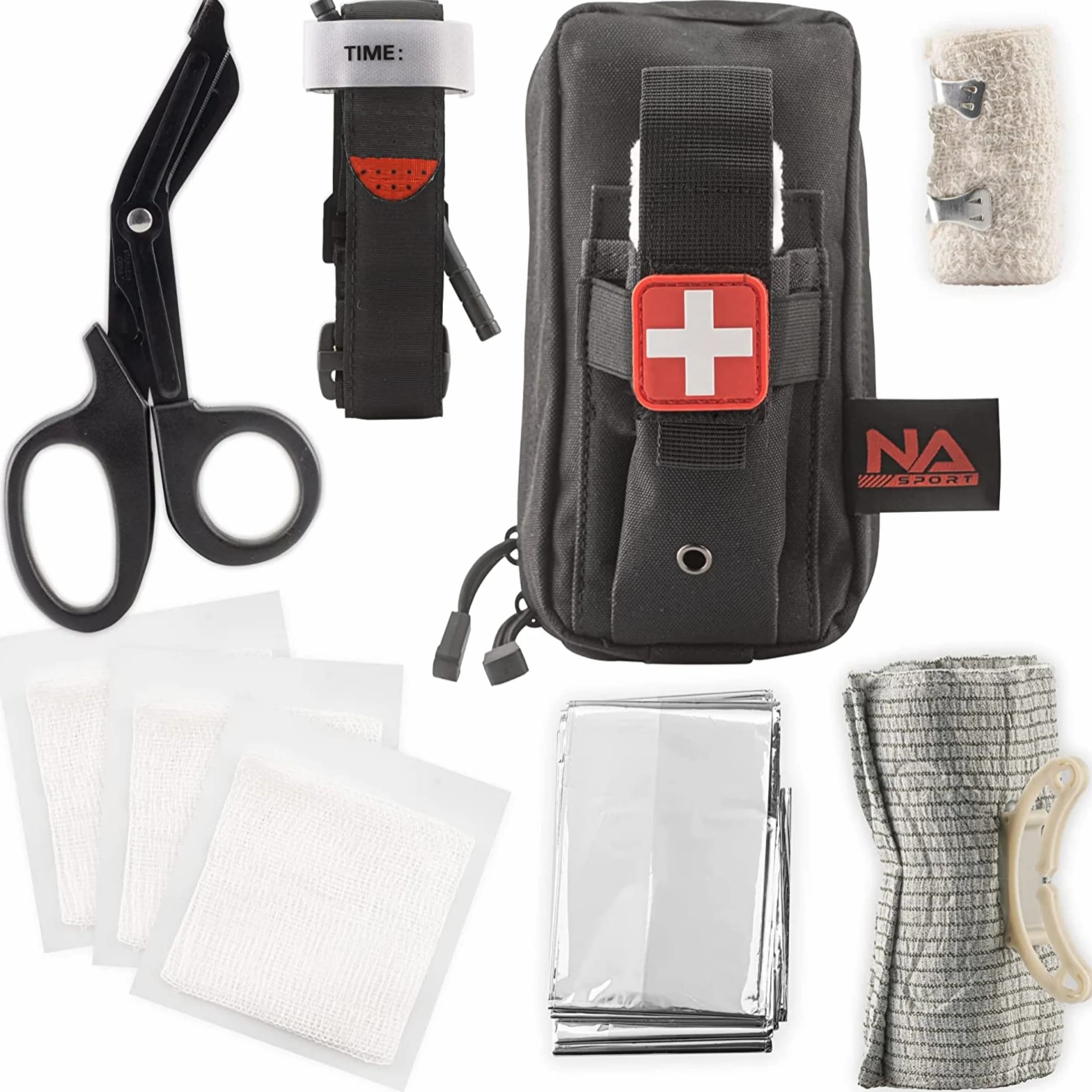 Laccio Emostatico Tourniquet - Attrezzatura Medica Professionale di Primo Soccorso - Kit di Pronto Soccorso Completo - Attrezzatura Militare - Bende/Forbici/Coperta di Sopravvivenza