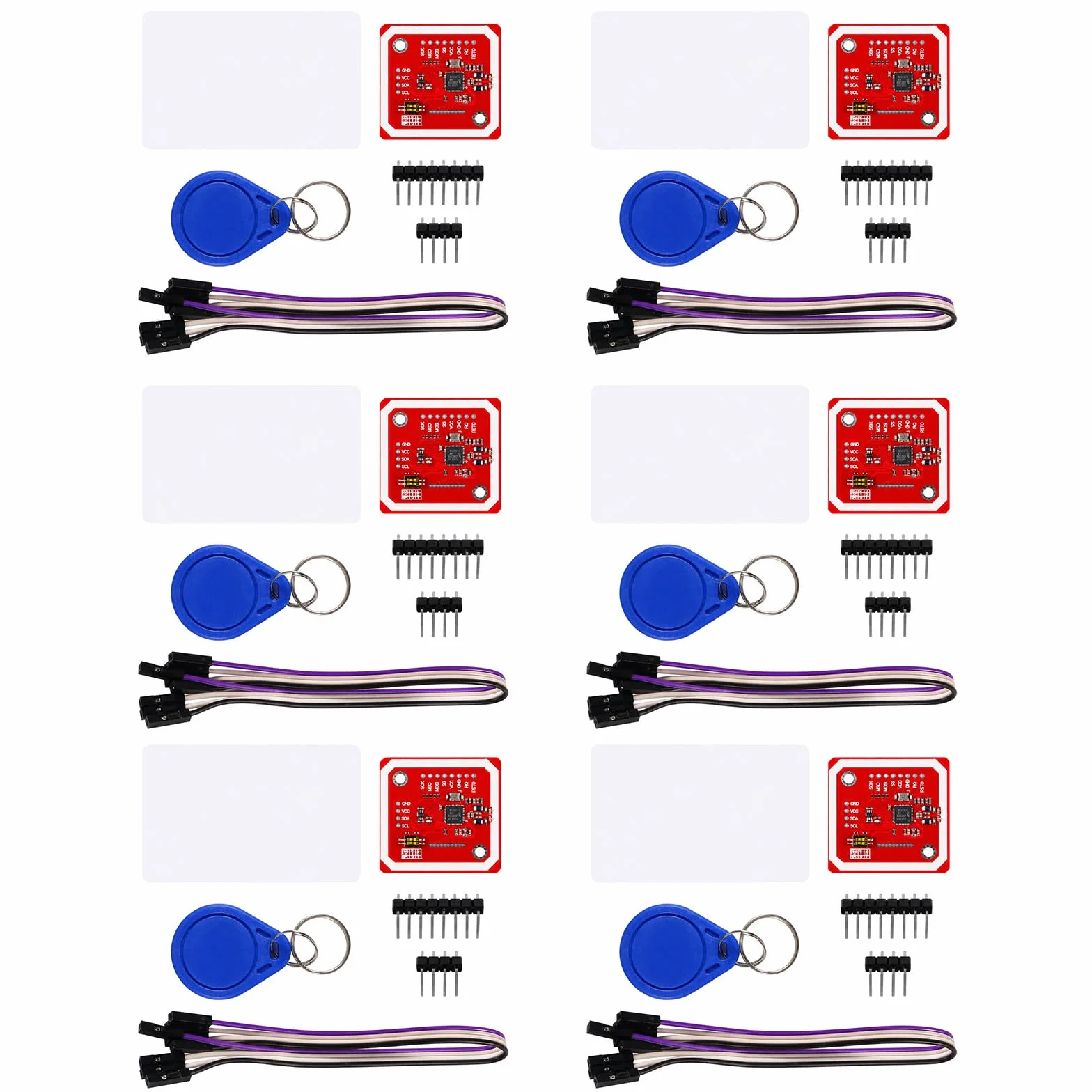 6 confezioni PN532 NFC NXP RFID Module V3 Kit, Near Field Communication Reader Module Kit con I2C SPI HSU, S50 White Card, Key Card, adatto per Arduino, Raspberry Pi, fai da te, smartphone e telefoni