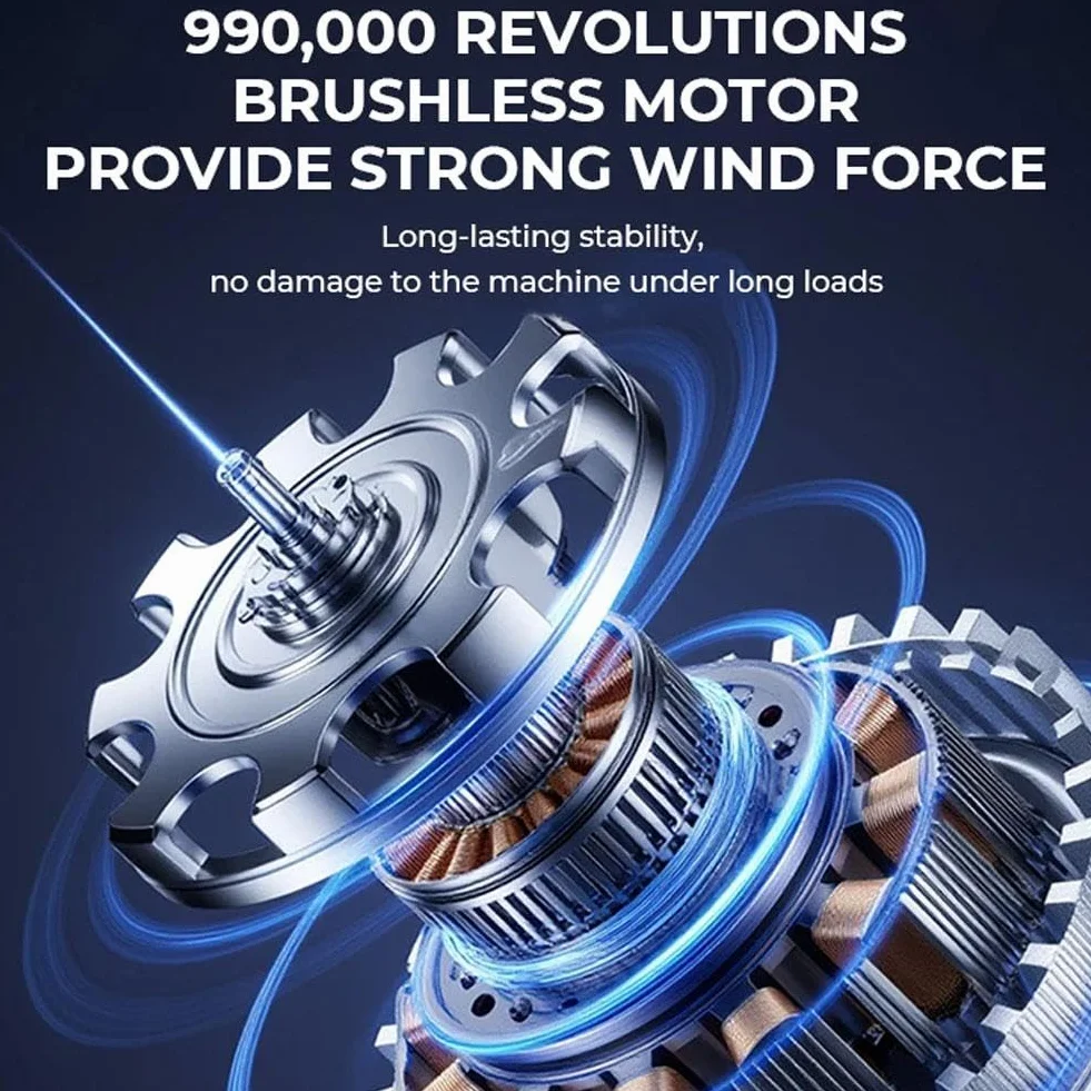 Mini turbo, spazzaneve portatile da 130.000 giri/min, a 3 velocità, portatile, con kit di aspirazione per asciugatura, rimozione S-now, pulizia