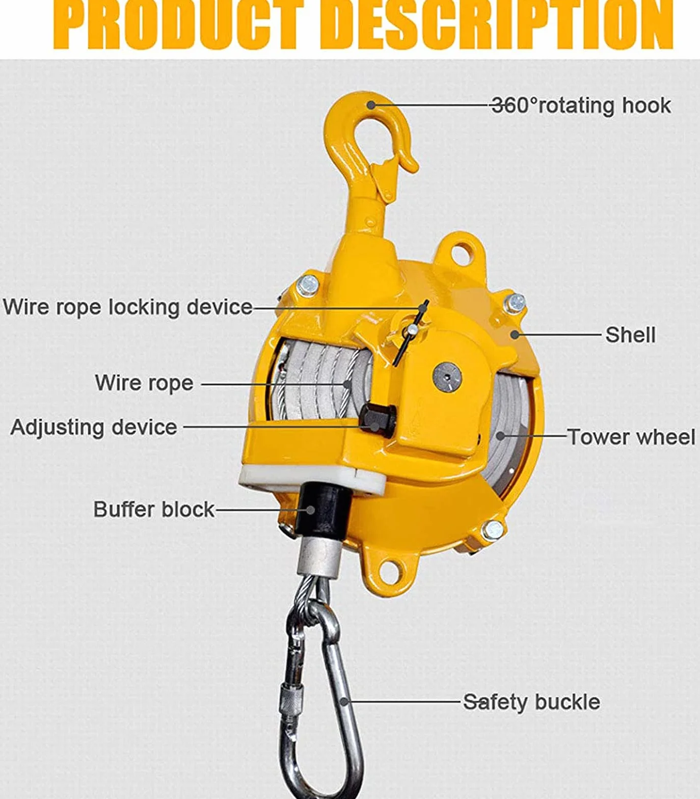 Bilanciere a Molla Retrattile Portautensile, Autobloccante Supporto Retrattile Spring Balancer per Fabbrica Catena Montaggio, Tensione Regolabile, Guscio in Acciaio, Lunga Durata