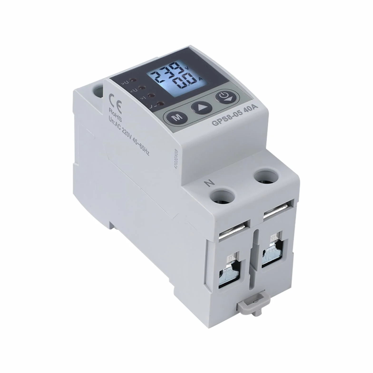 40A stabilizzatore di tensione 220V scaricatore di sovratensione magnetotermico contatore energia elettrica 2P con Funzione di autoreset Sovratensione/sottotensione e sovracorrente (GPS8-05-U)