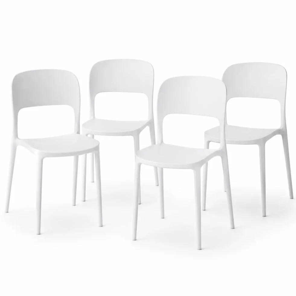 BAKAJI Set 4 Sedie da Pranzo Impilabili Salvaspazio Modello Stoccolma, Struttura Resistente Polipropilene, Seduta Ergonomica Ideale per Interno, Esterno, Casa, Giardino, Ristorante, Bar, 40x45x80 cm