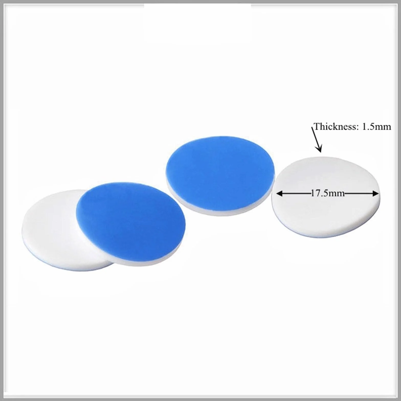 Setti for copertura magnetica in metallo 18 mm Setti 17,5 mm PTFE bianco/silicone blu (1,5 mm) di spessore Tappo for fiala for cromatografia 18 mm 100/conf.