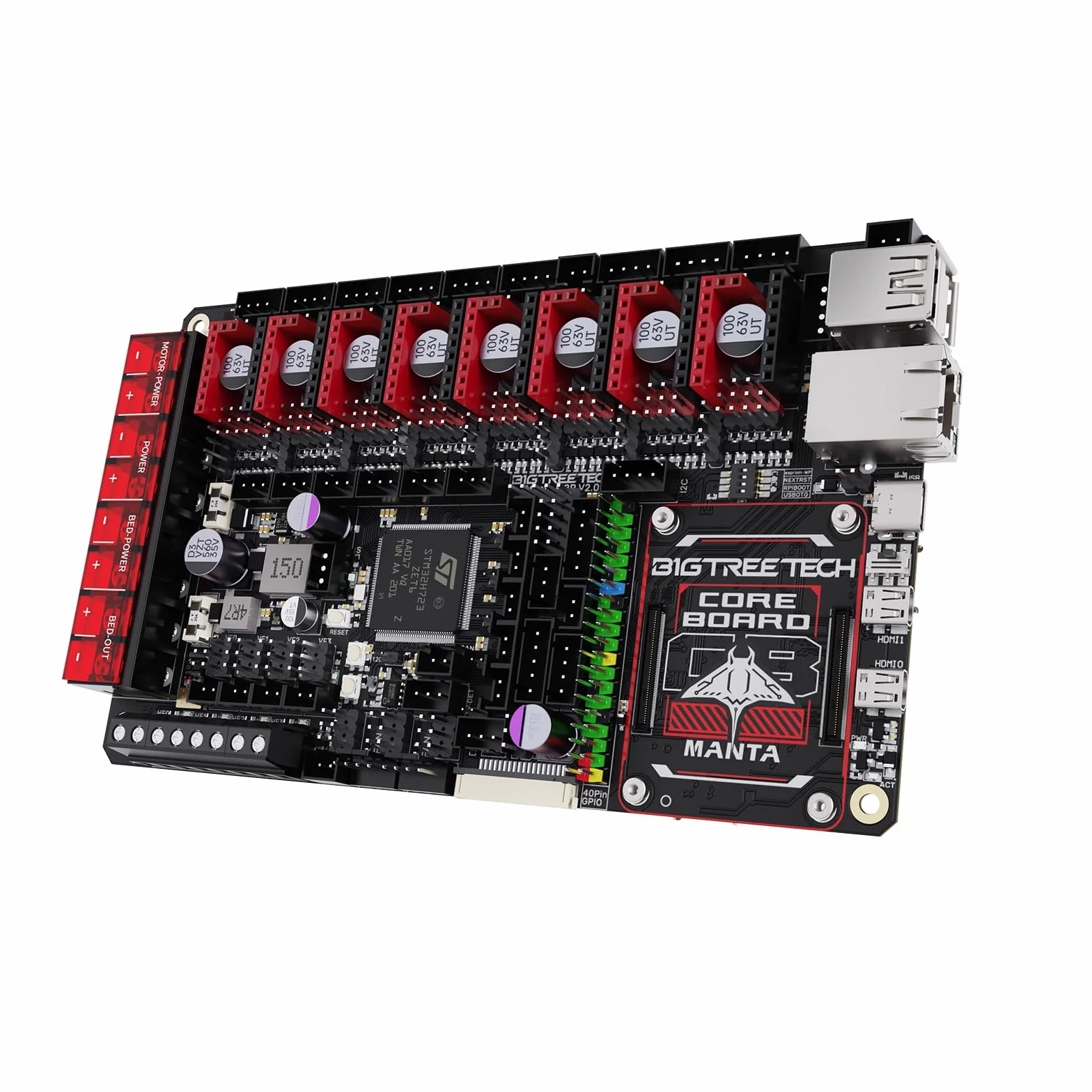 BIGTREETECH Manta M8P V2.0 Integrated Control Board 32Bit Running Klipper with CB1, High Speed 3D Printer Motherboard, Compatible TMC5160T Plus,TMC5160,TMC2209,TMC2240 Stepper Driver (Without CB1)