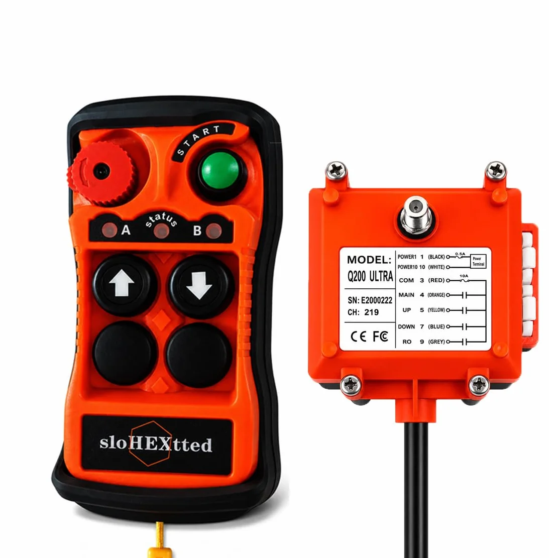 2 Canali Pulsante Telecomando per gru senza fili Industriale Trasmettitore e ricevitore 12V 24V radio per Paranco elettrico a catena Argano Gru a ponte Controllore