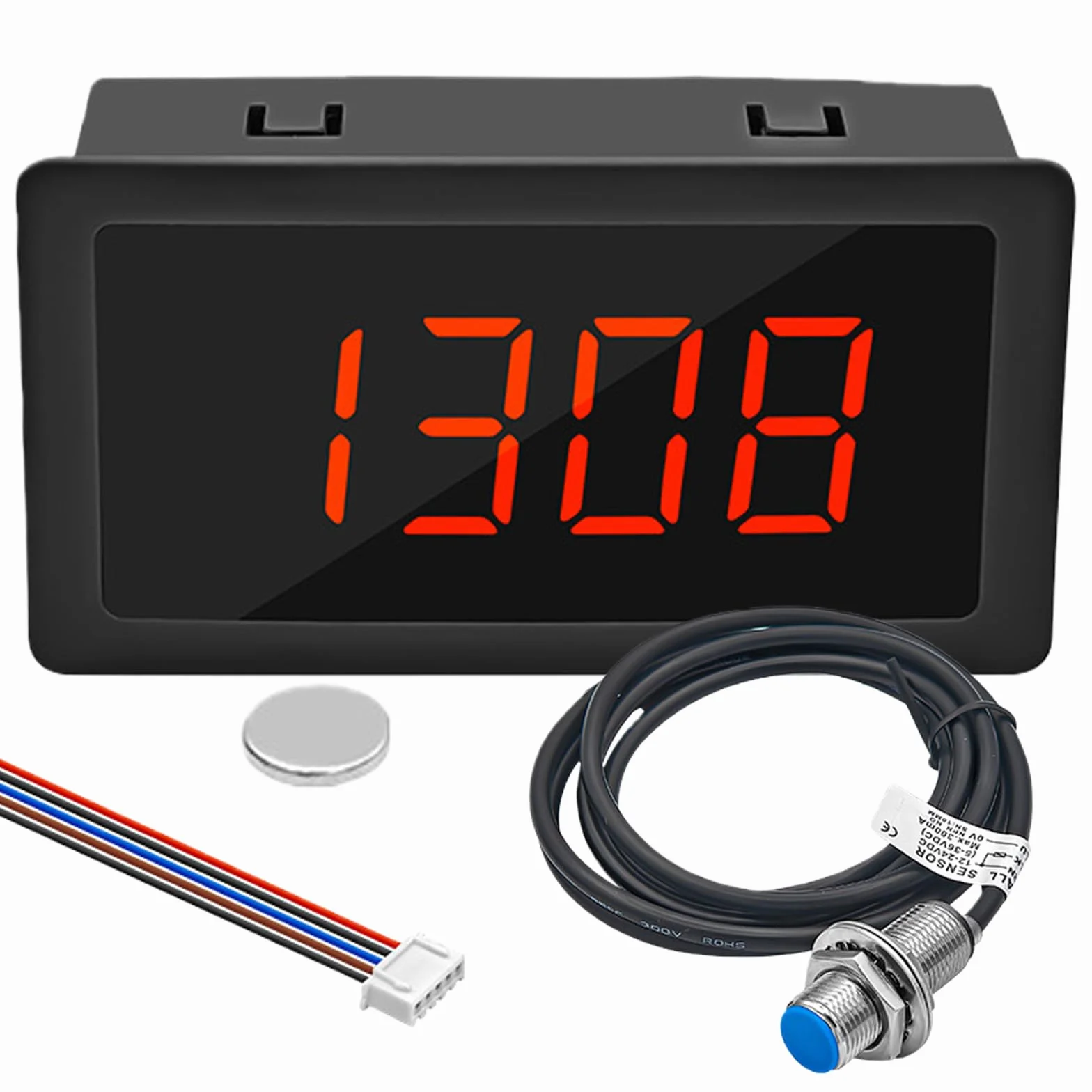 Contagiri digitale a LED: indicatore LED rosso, contagiri del motore, alta precisione, contagiri digitale con interruttore di prossimità Hall, per motori elettrici e macchinari