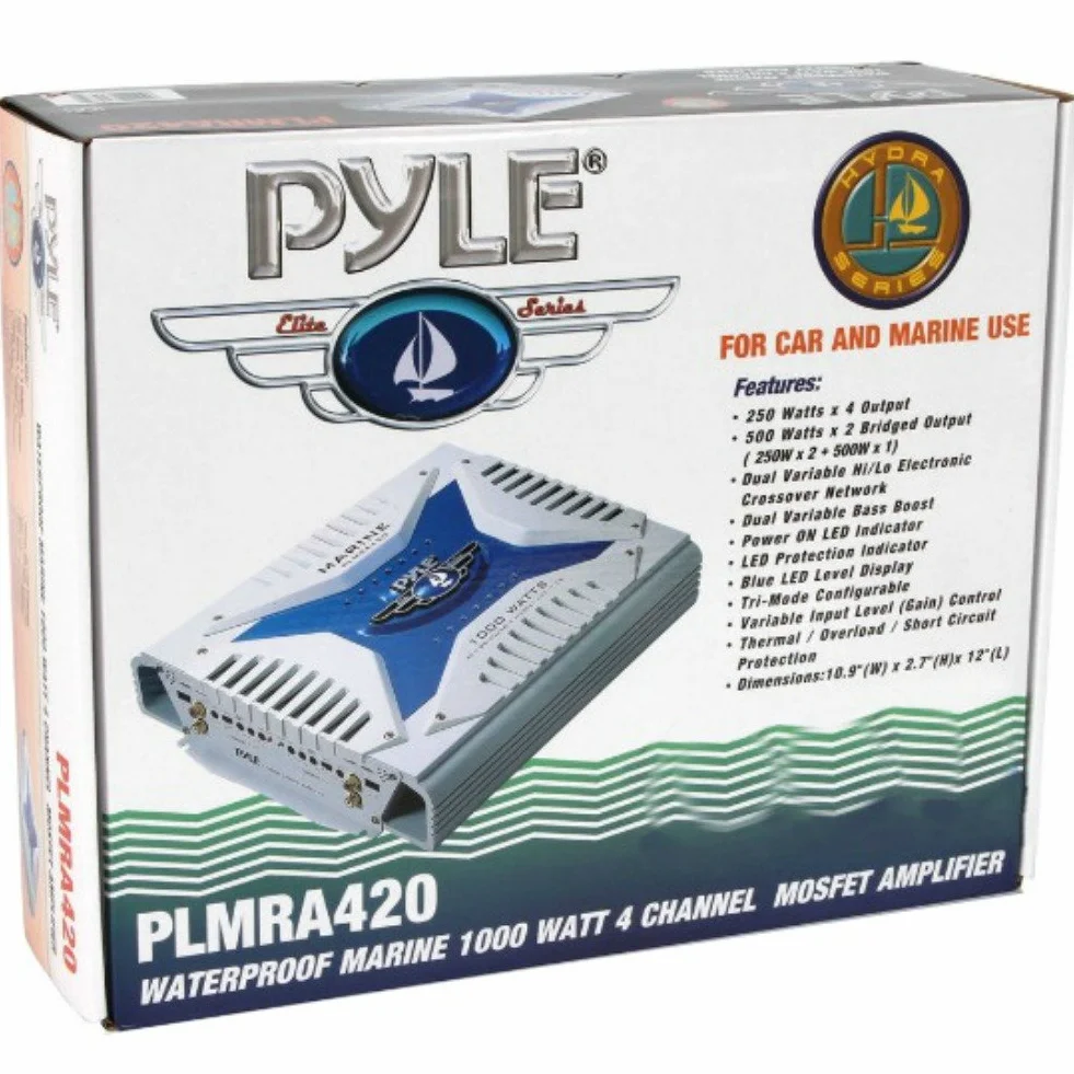 AMPLIFICATORE MARINO PER USO NAUTICO PYLE PLMRA420 DA 500 WATT RMS E 1000 WATT MAX 4 CANALI PER BARCA PISCINA RESISTENTE ALL'ACQUA PER IMBARCAZIONI O LOCALI ALL'APERTO IMPERMEABILE