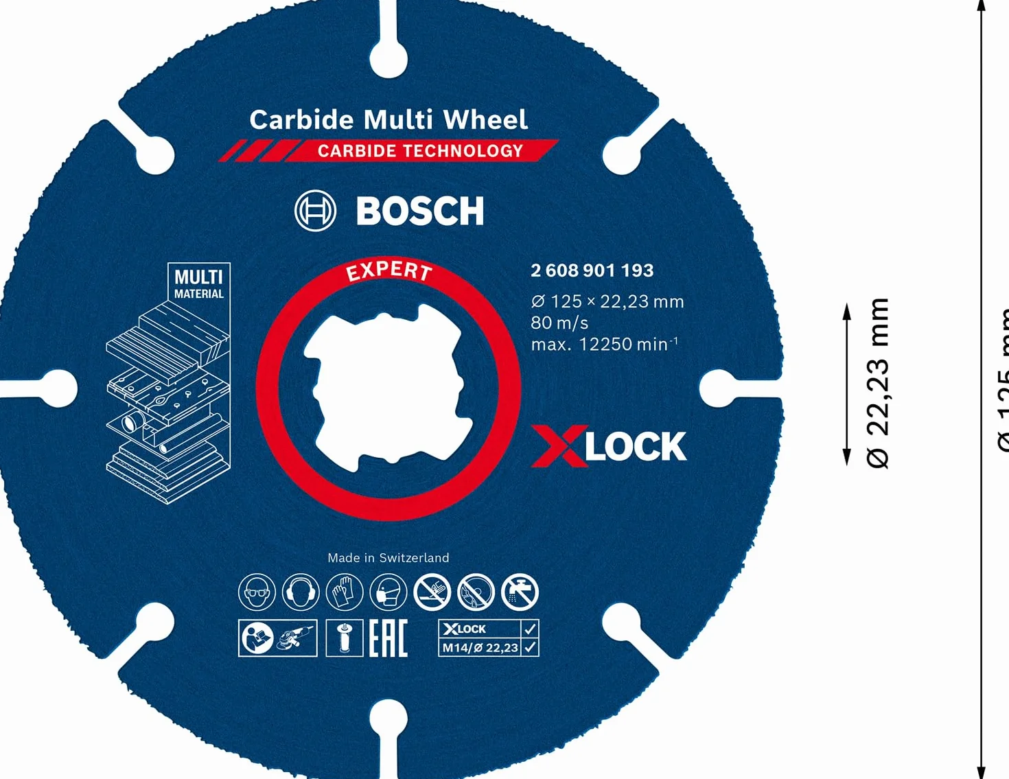 Bosch Professional 1x Mole da Taglio X-LOCK Expert Carbide Multi Wheel (Diametro 125 x Spessore mm 1,0 mm, Accessorio Smerigliatrice Angolare)