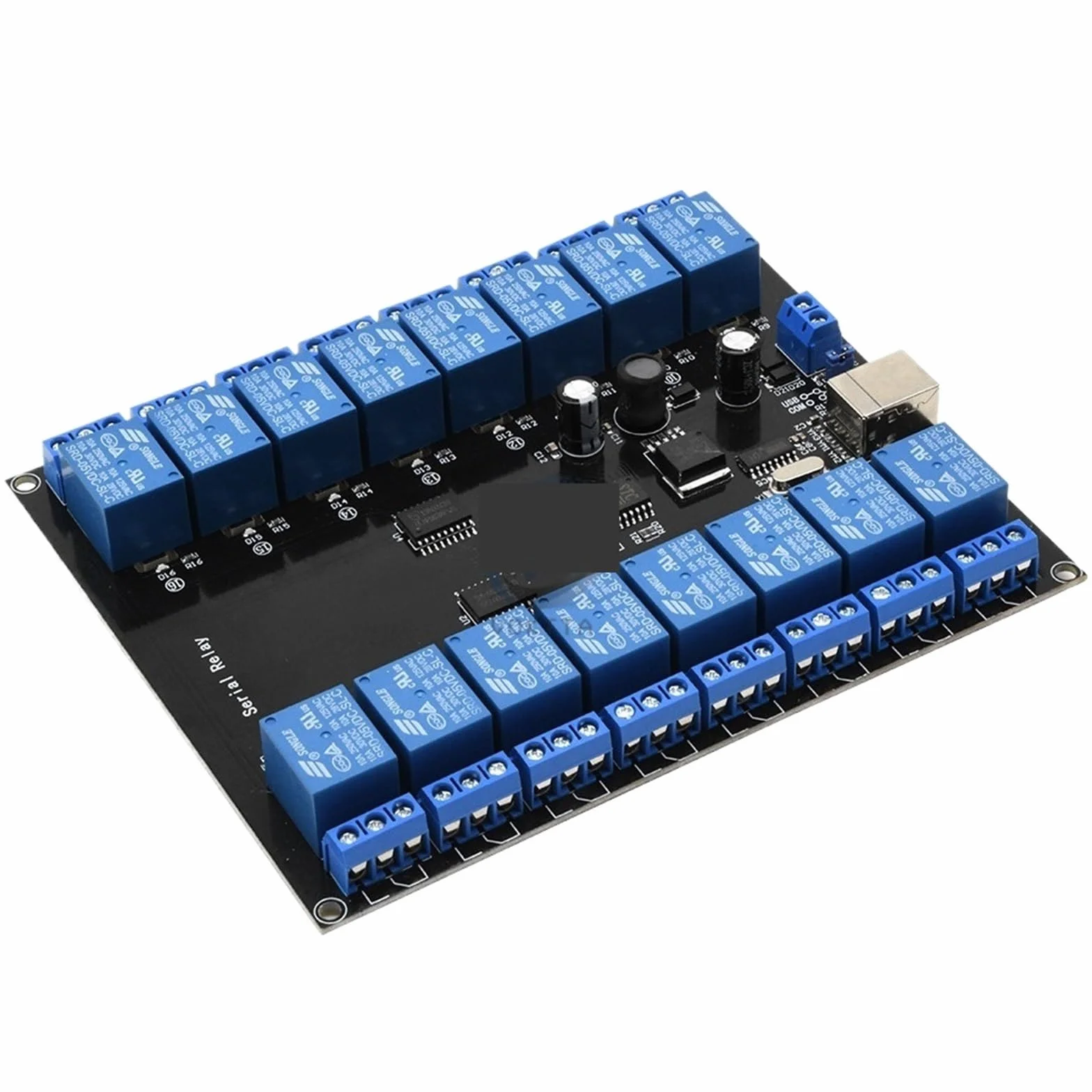 Modulo relè seriale a 16 canali DC 7V-38V, 16 canali, 10A, carico 250V, alimentatore USB, scheda di sviluppo, modulo relè, scheda relè USB