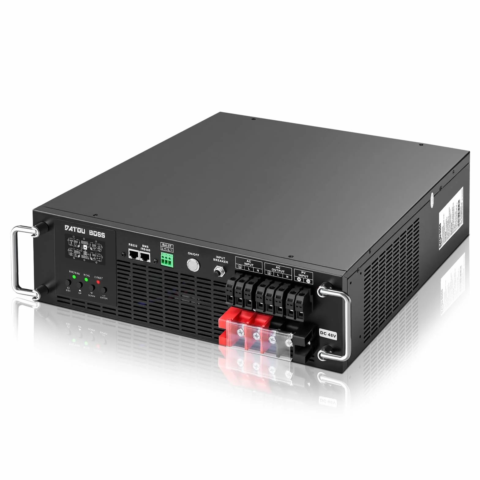 DATOUBOSS Inverter Ibrido Solare 6200W 48V Rack 3U, Onda Sinusoidale Pura 230V, Regolatore MPPT 120A, Ingresso Fotovoltaico 8500W, Funzione UPS, Compatibile con Batterie LiFePO4 48V, Display LCD