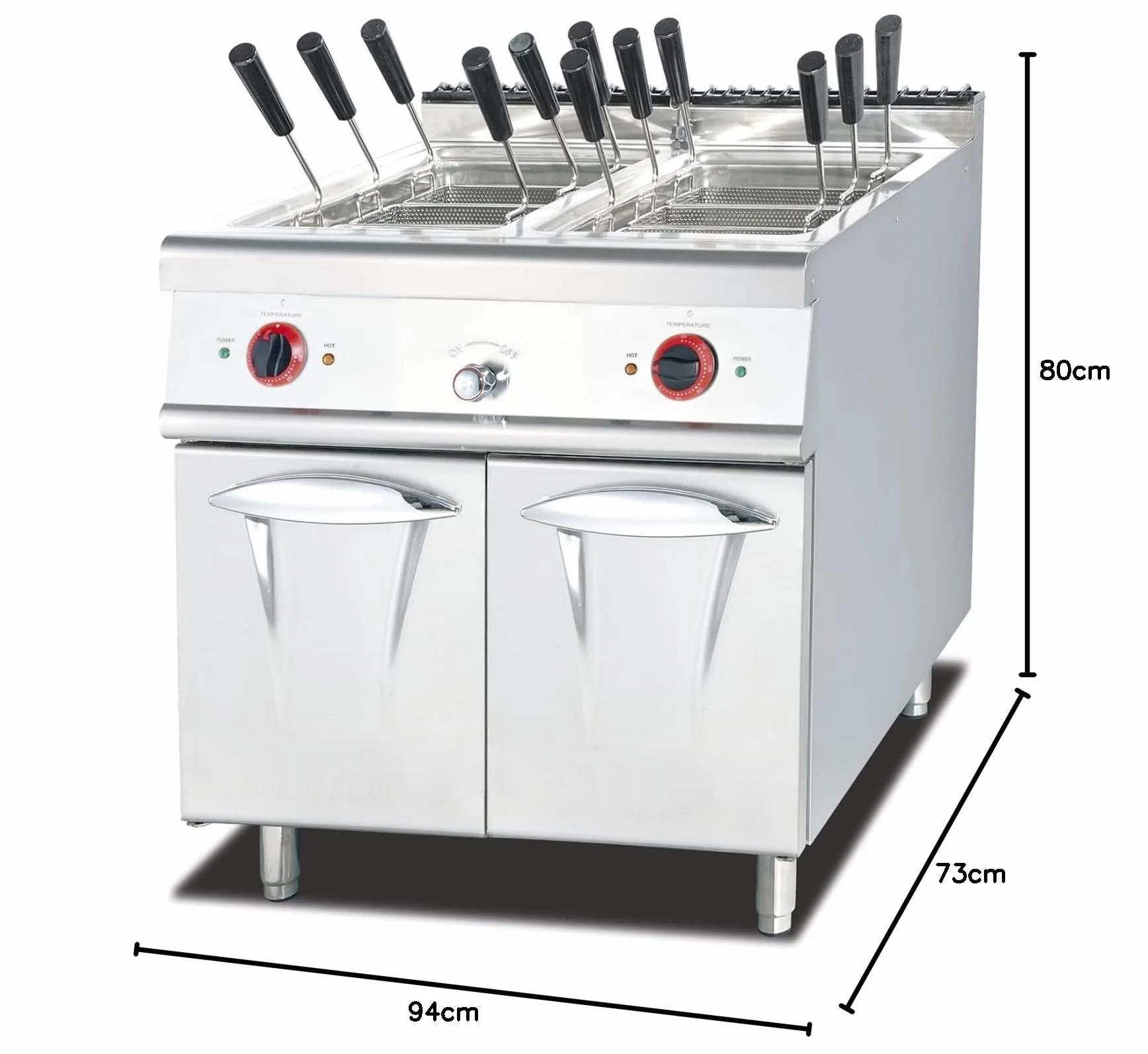 Ristoattrezzature Cuocipasta Elettrico su Vano Chiuso - Acciaio Inox - 2 vasche - Capacità di 24+24 litri S/70-80x70 cm