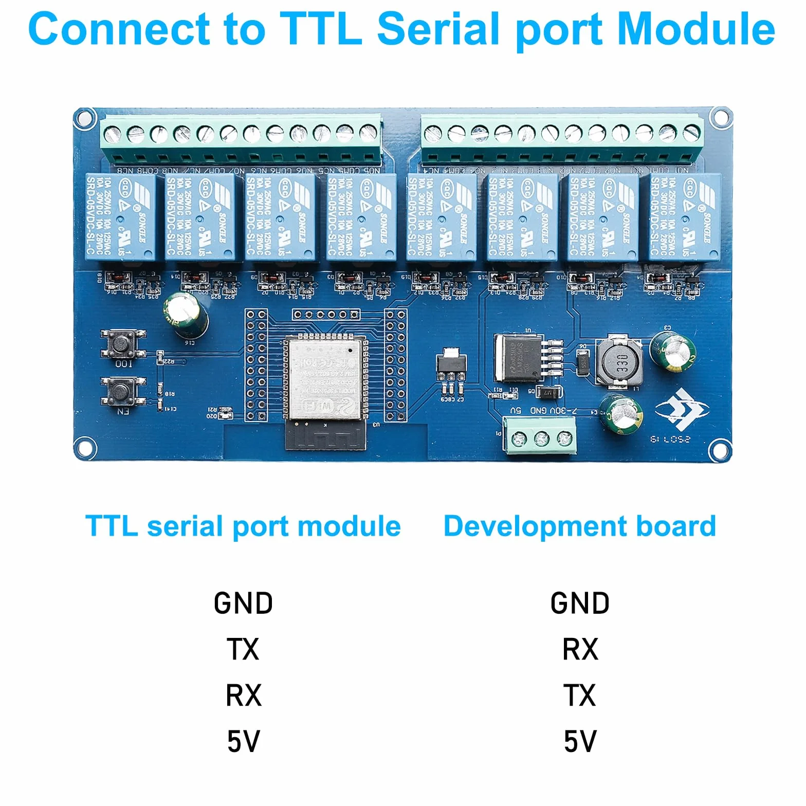 ESP modulo relè a 8 canali con ESP-32 WiFi Bluetooth, DC5-30V/AC250V, scheda di sviluppo per progetti fai da te Smart Home & IoT, facile programmazione con Arduino IDE