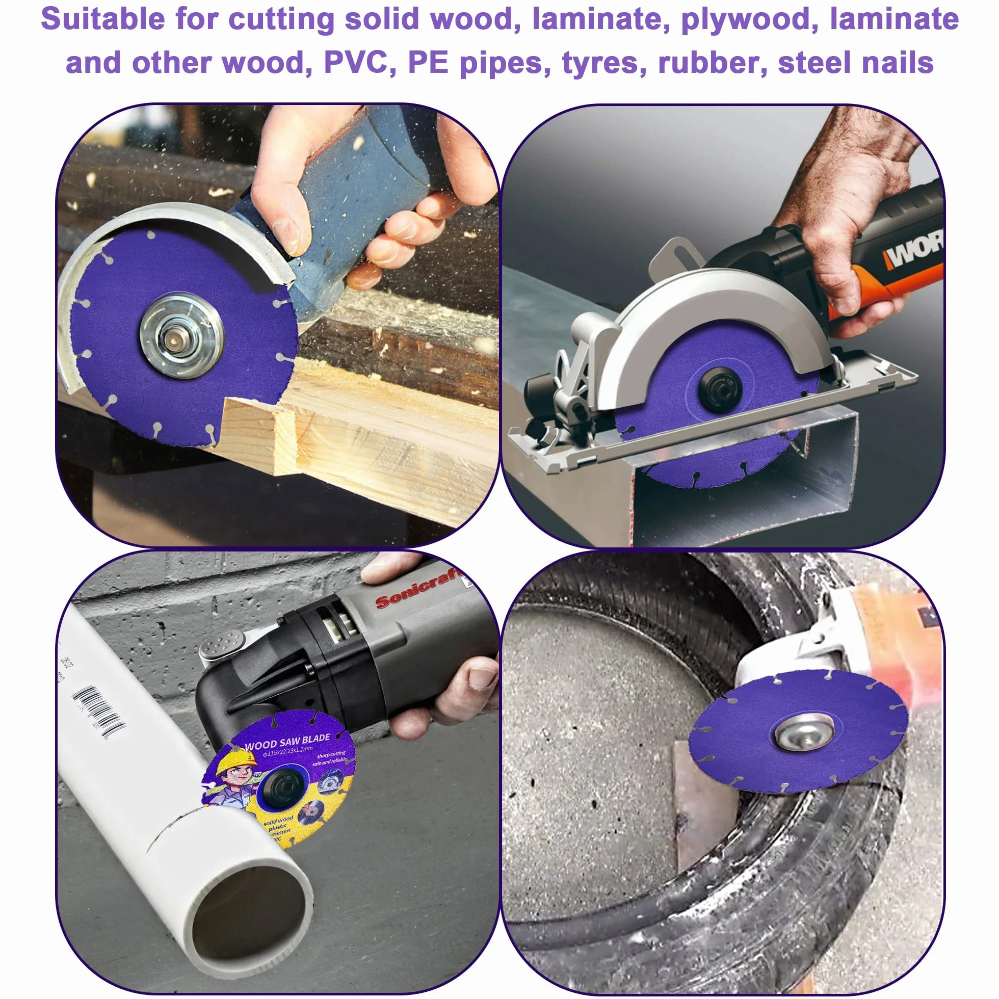 Disco da Taglio per Legno,115 mm Disco da Taglio Multiruota in Carburo,Lame da Taglio per Legno per Smerigliatrice Angolare Per Tavole,Compensato,Gomma,Chiodi in Acciaio
