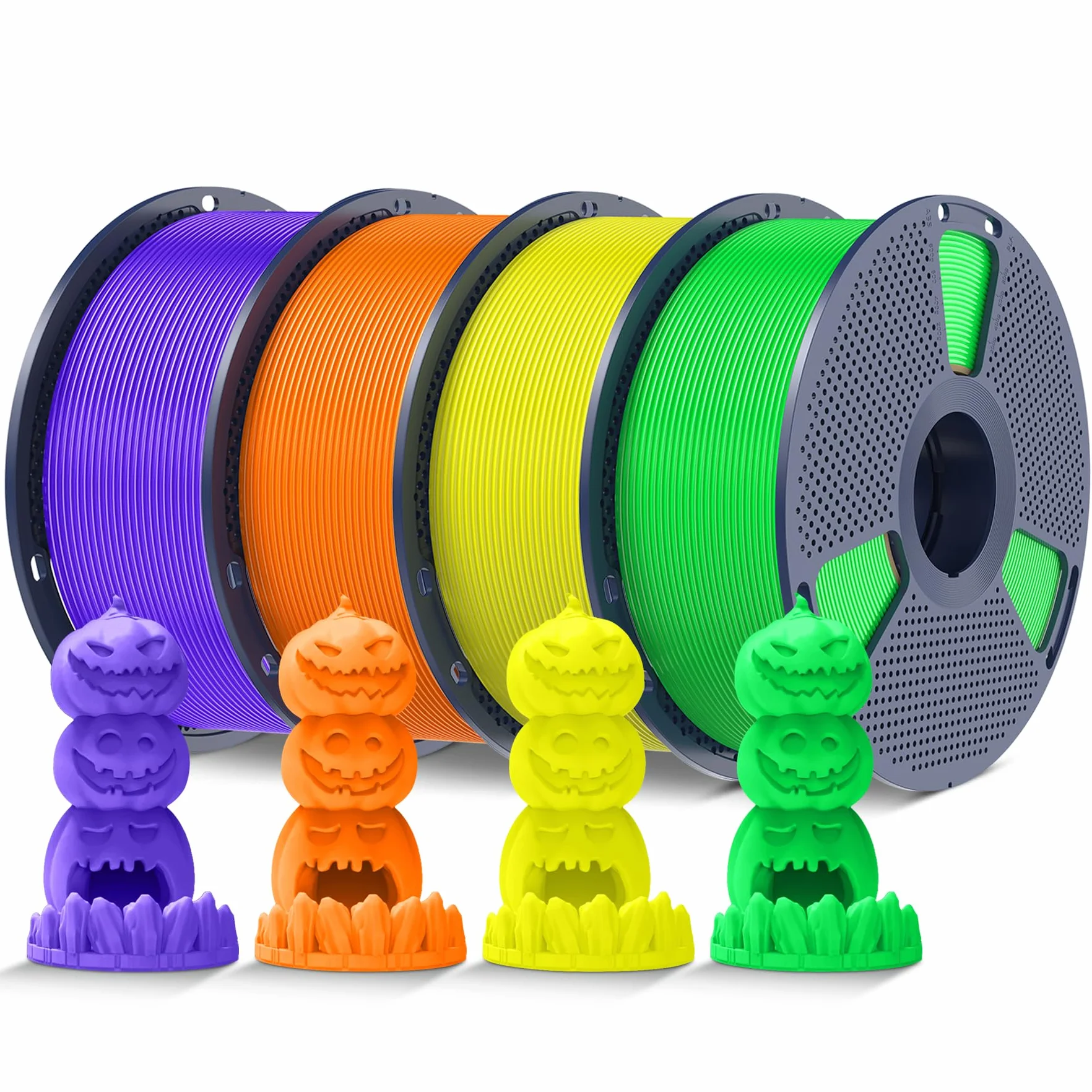 SUNLU Confezione di 4 filamenti fluorescenti per stampante 3D in PLA da 4 kg, 1,75 mm, adatti per la maggior parte delle stampanti 3D FDM, bobina da 1 kg, confezione da 4, fluorescenti (viola