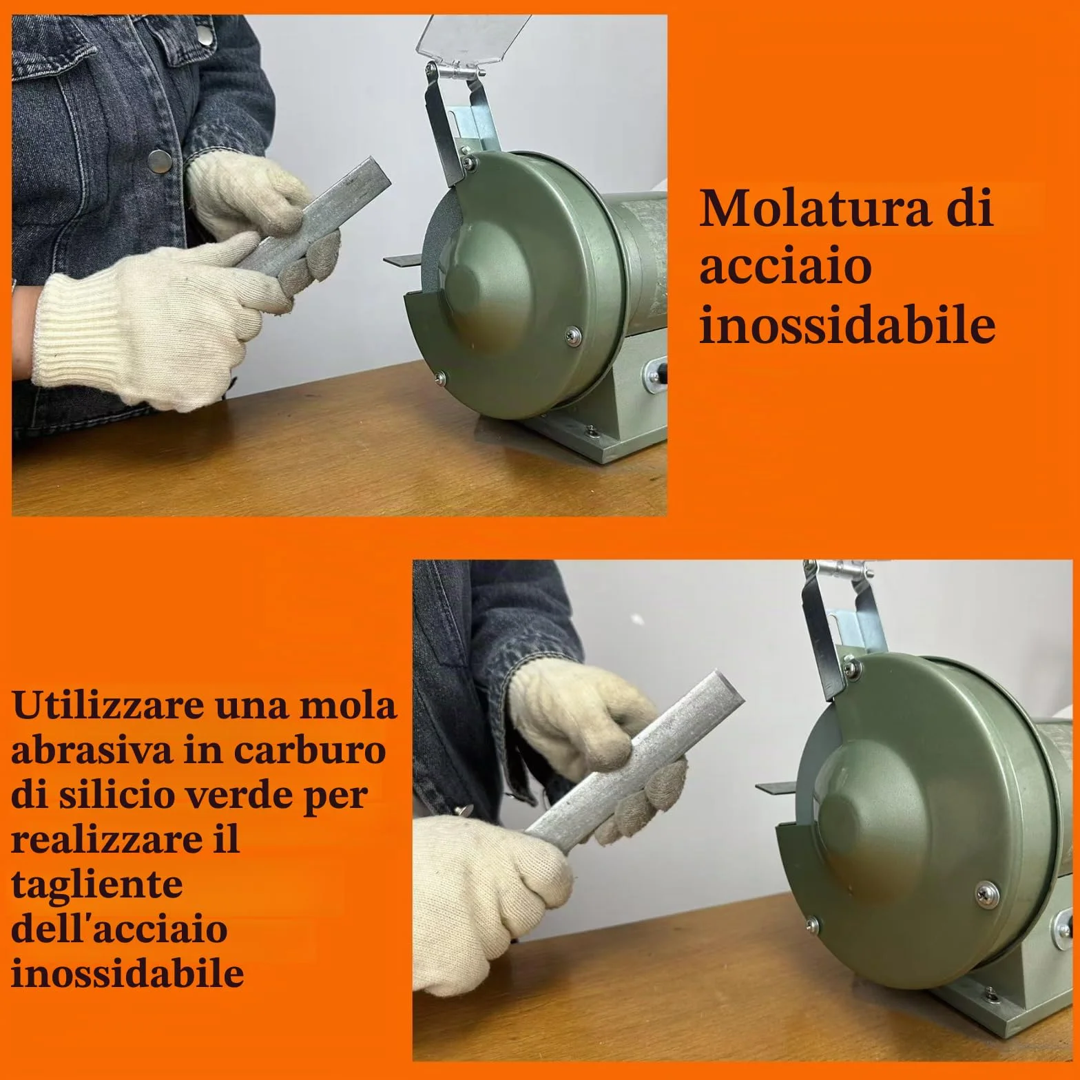 Mola da banco 150 mm carburo di silicio per rettifica affilatura utensili carburo mandrino 1/2 pollice